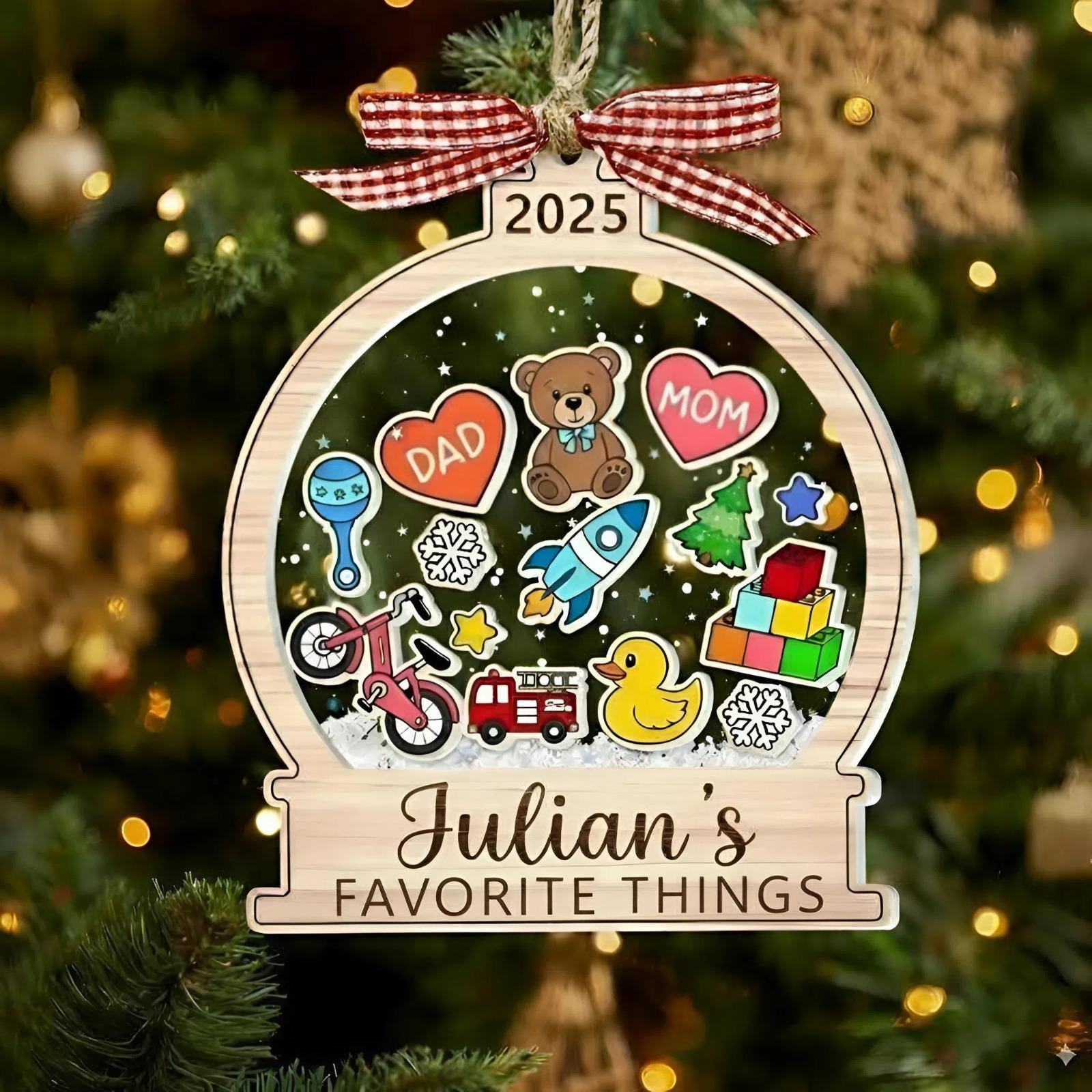 Personalized Kids Christmas Ornament - Wooden & Acrylic Custom Name Keepsake 2 - MeasureMason Personalized Kids Christmas Ornament - Wooden & Acrylic Custom Name Keepsake 2