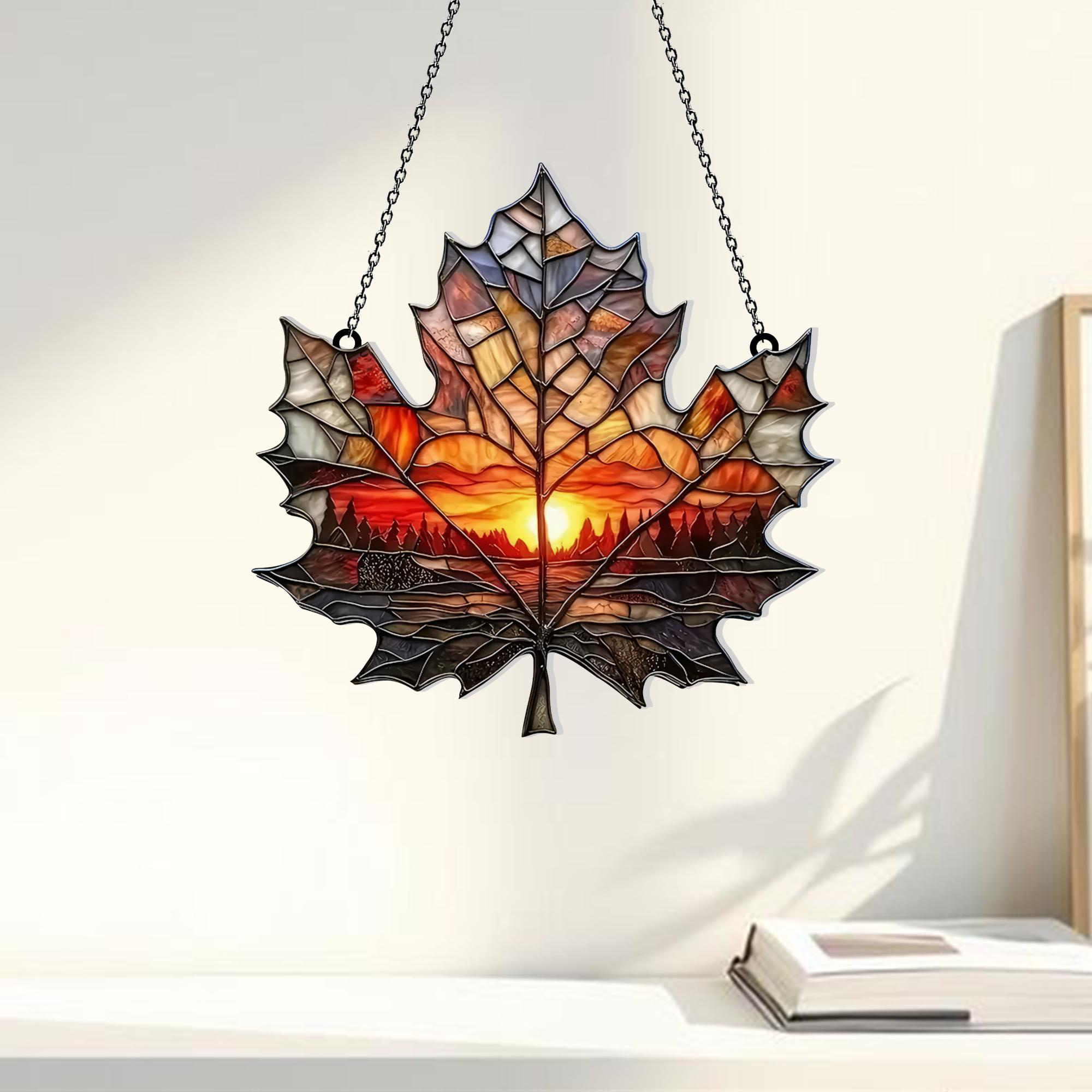 Maple Leaf Autumn Acrylic Ornament, Fall Window Suncatcher Hanging, Cozy Home Decor, Garden Decoration, Seasonal Gift 3 - MeasureMason Maple Leaf Autumn Acrylic Ornament, Fall Window Suncatcher Hanging, Cozy Home Decor, Garden Decoration, Seasonal Gift 3