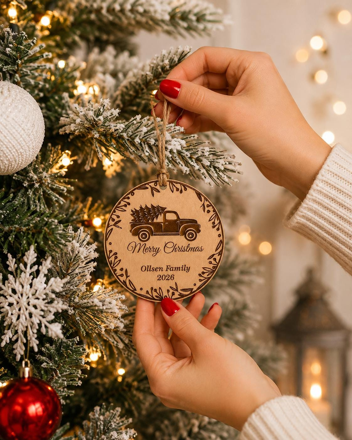 Personalized Beech Wood Christmas Ornament - Custom Engraved Rustic Holiday Keepsake 1 - MeasureMason Personalized Beech Wood Christmas Ornament - Custom Engraved Rustic Holiday Keepsake 1