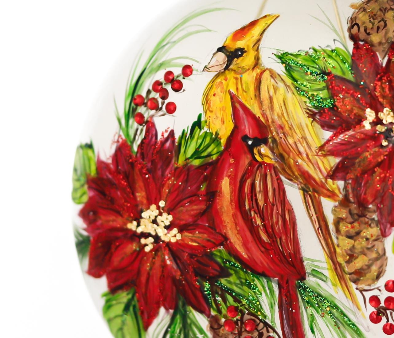Hand Painted Glass Cardinal Bird Medallion Ornament – Polish Christmas Decoration, 10 cm 3 - MeasureMason Hand Painted Glass Cardinal Bird Medallion Ornament – Polish Christmas Decoration, 10 cm 3