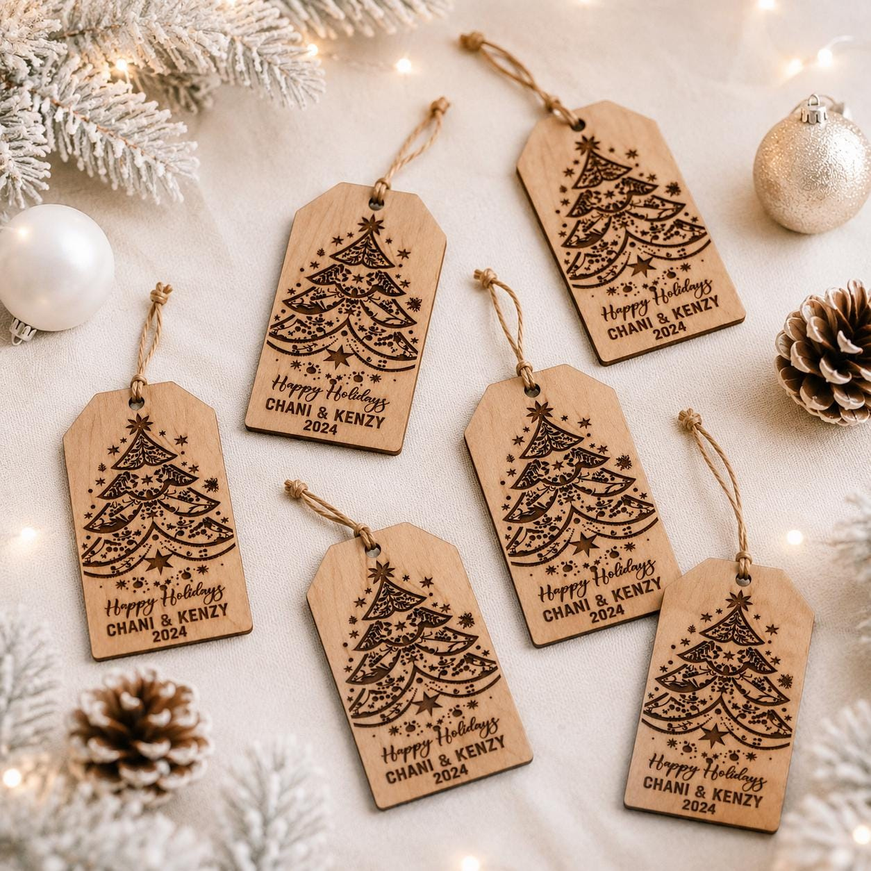 Personalized Beech Wood Christmas Ornament - Custom Engraved Rustic Holiday Keepsake 2 - MeasureMason Personalized Beech Wood Christmas Ornament - Custom Engraved Rustic Holiday Keepsake 2