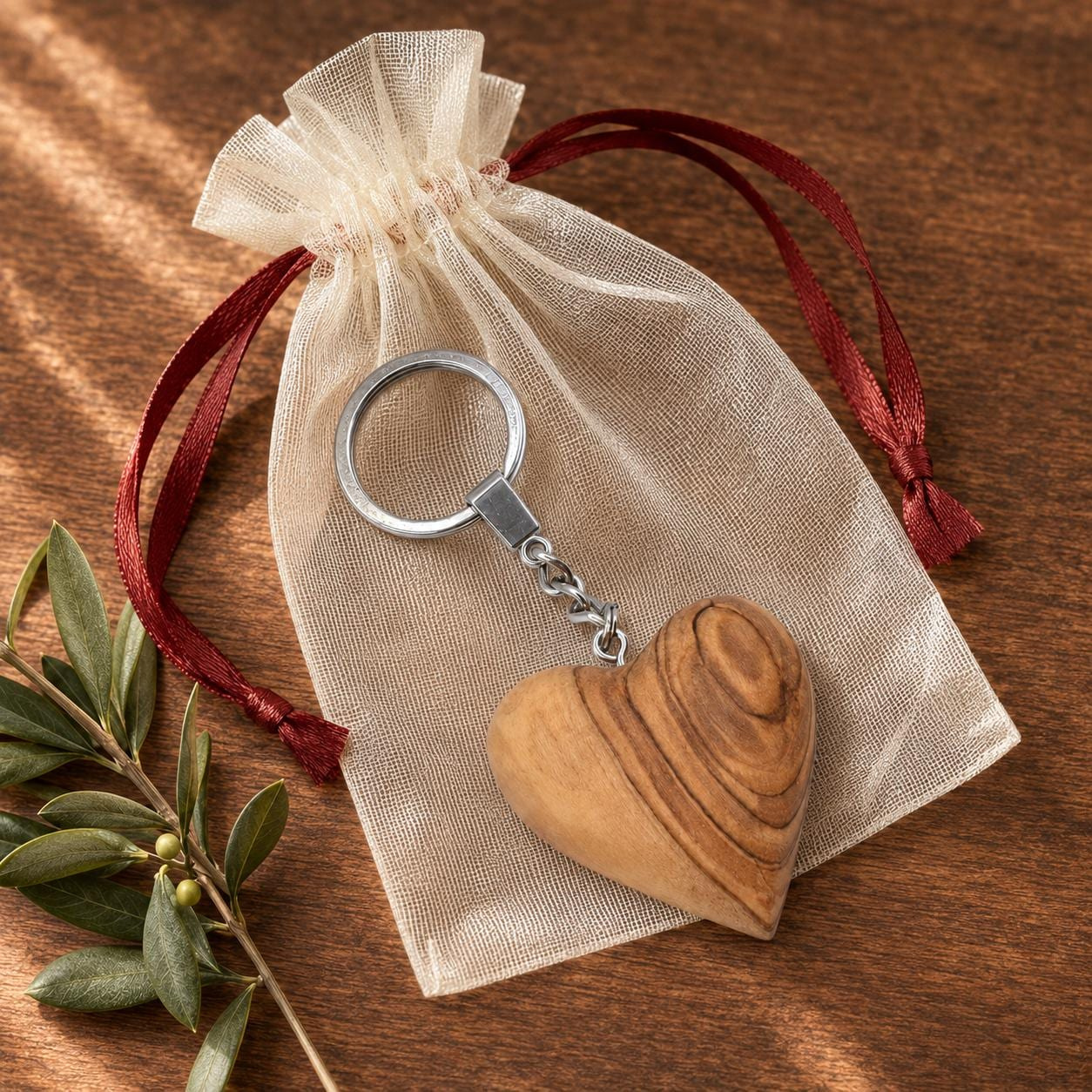 Handmade Olive Wood Heart Keychain from Bethlehem - Holy Land Christian Gift 2 - MeasureMason Handmade Olive Wood Heart Keychain from Bethlehem - Holy Land Christian Gift 2