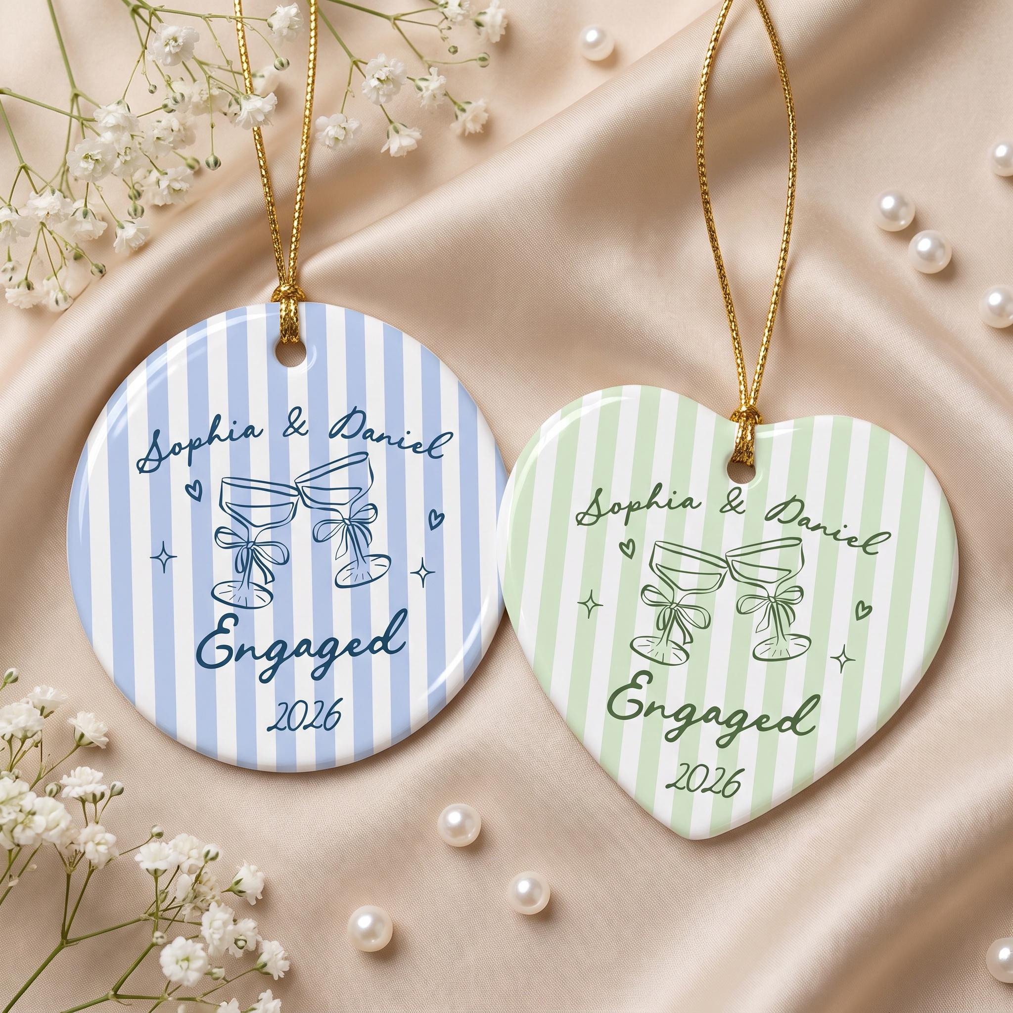 Personalized Engagement Ceramic Ornament – Custom Names & Date Keepsake 4 - MeasureMason Personalized Engagement Ceramic Ornament – Custom Names & Date Keepsake 4