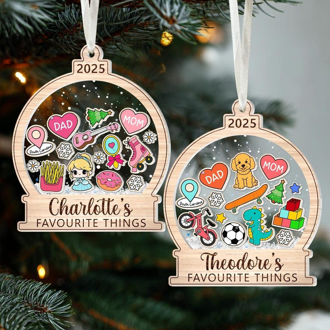 Personalized Kids Christmas Ornament - Wooden & Acrylic Custom Name Keepsake Personalized Kids Christmas Ornament - Wooden & Acrylic Custom Name Keepsake