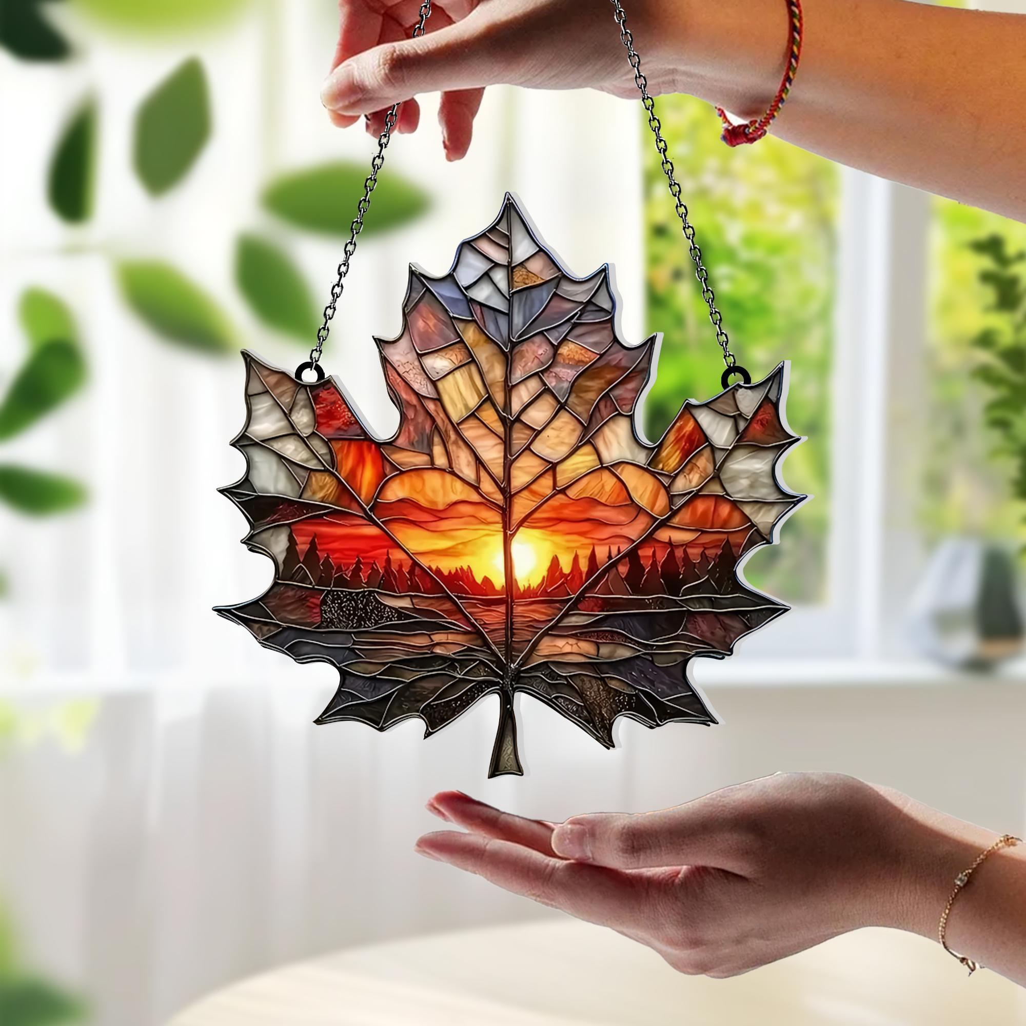 Maple Leaf Autumn Acrylic Ornament, Fall Window Suncatcher Hanging, Cozy Home Decor, Garden Decoration, Seasonal Gift 4 - MeasureMason Maple Leaf Autumn Acrylic Ornament, Fall Window Suncatcher Hanging, Cozy Home Decor, Garden Decoration, Seasonal Gift 4