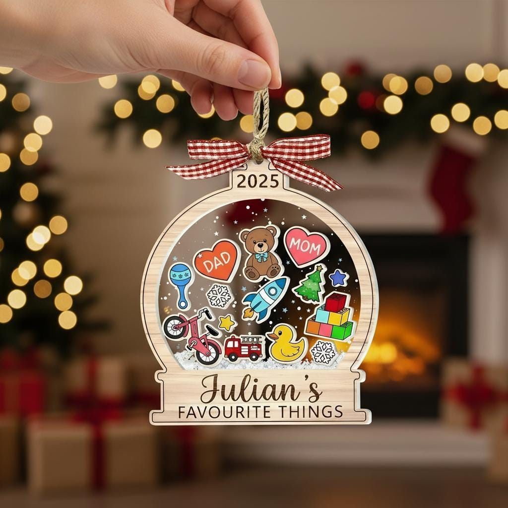 Personalized Kids Christmas Ornament - Wooden & Acrylic Custom Name Keepsake 3 - MeasureMason Personalized Kids Christmas Ornament - Wooden & Acrylic Custom Name Keepsake 3