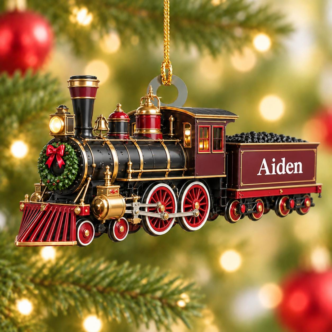 Personalized Train Christmas Ornament - Custom Name 2D Hanging Tree Decoration - Railroad Keepsake Gift Personalized Train Christmas Ornament - Custom Name 2D Hanging Tree Decoration - Railroad Keepsake Gift