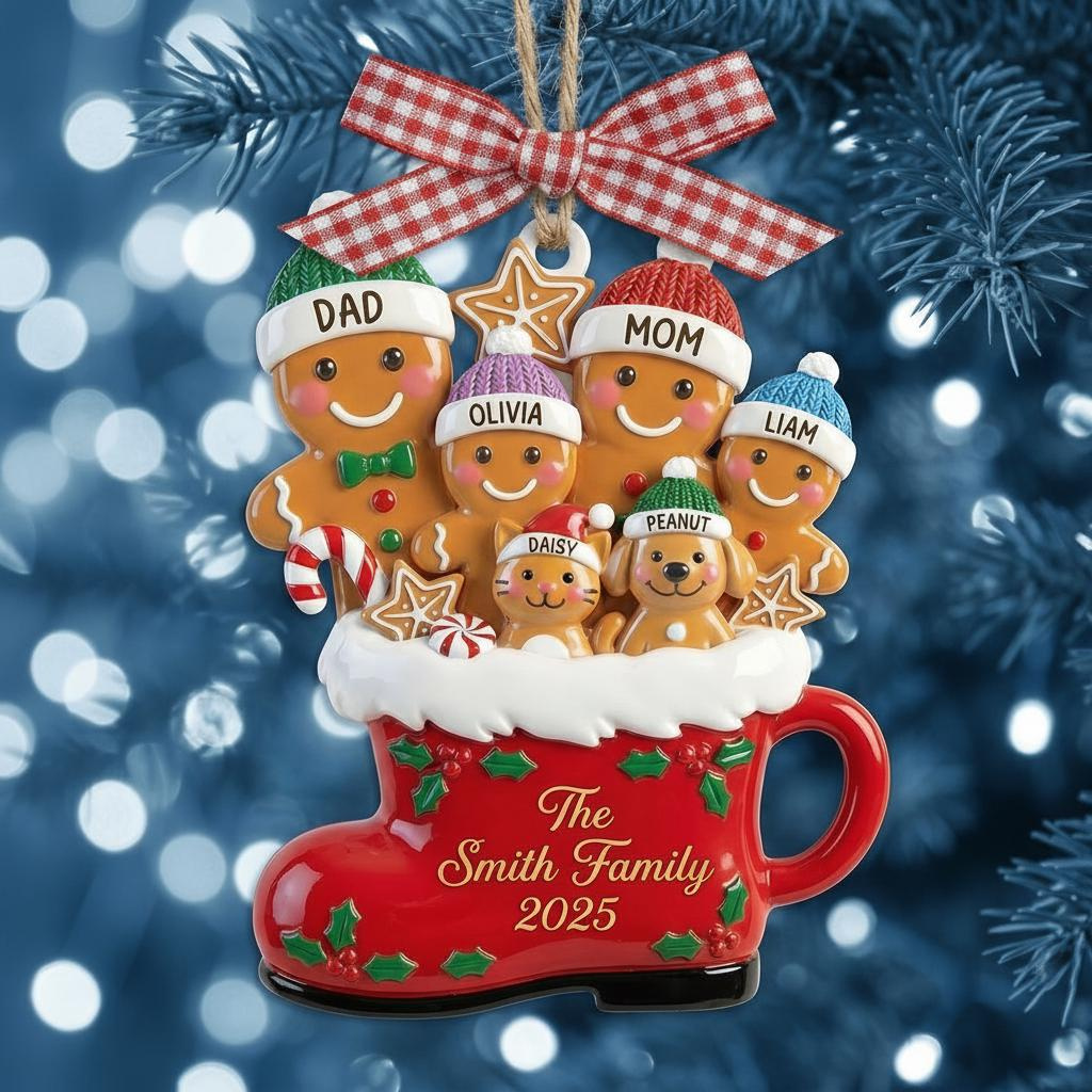Custom 2D Acrylic Family Name Christmas Ornament - Personalized Holiday Tree Decoration Keepsake 1 - MeasureMason Custom 2D Acrylic Family Name Christmas Ornament - Personalized Holiday Tree Decoration Keepsake 1