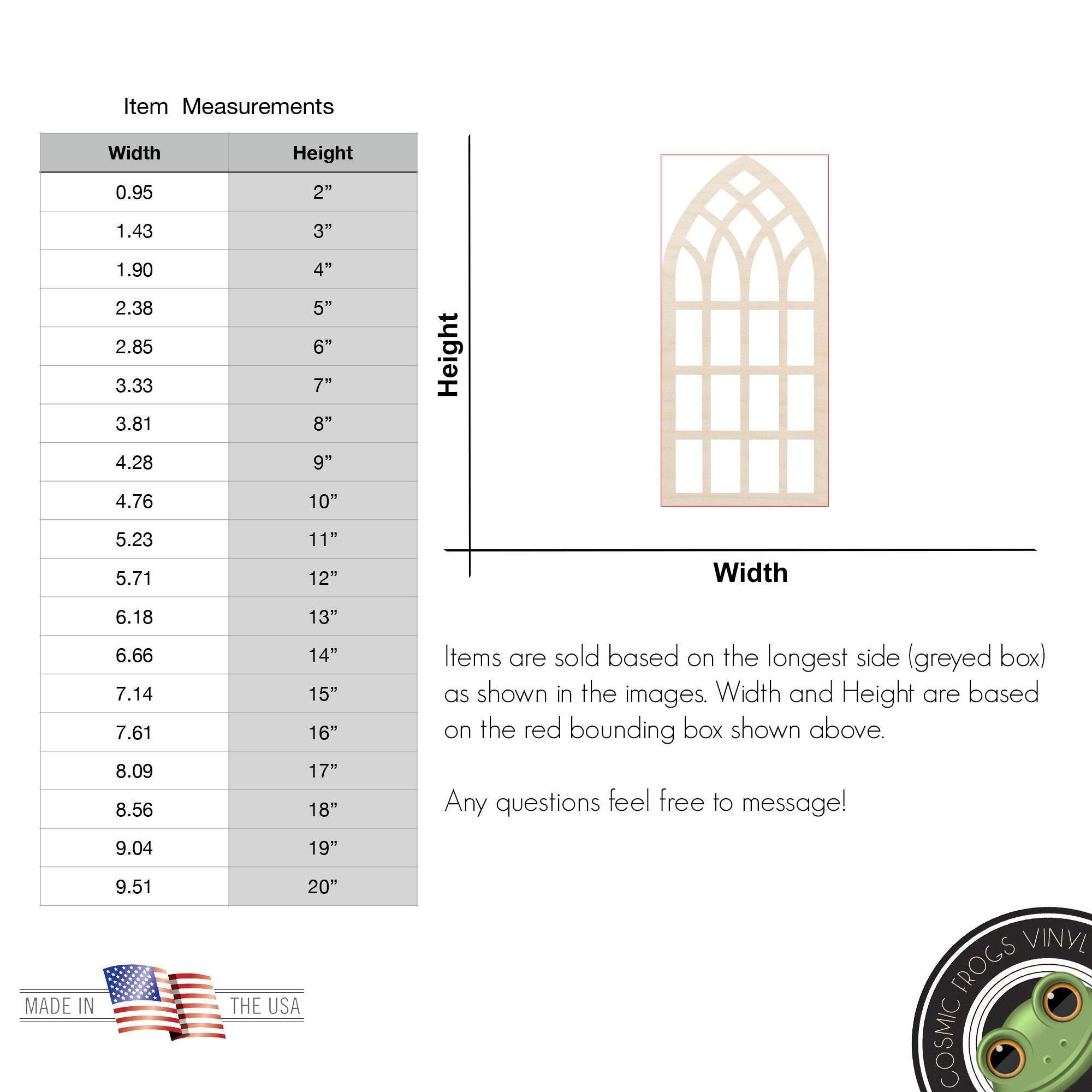 Laser-Cut Gothic Cathedral Window Wood Shape – Unfinished DIY Craft Blank in Baltic Birch or MDF 1 - MeasureMason Laser-Cut Gothic Cathedral Window Wood Shape – Unfinished DIY Craft Blank in Baltic Birch or MDF 1