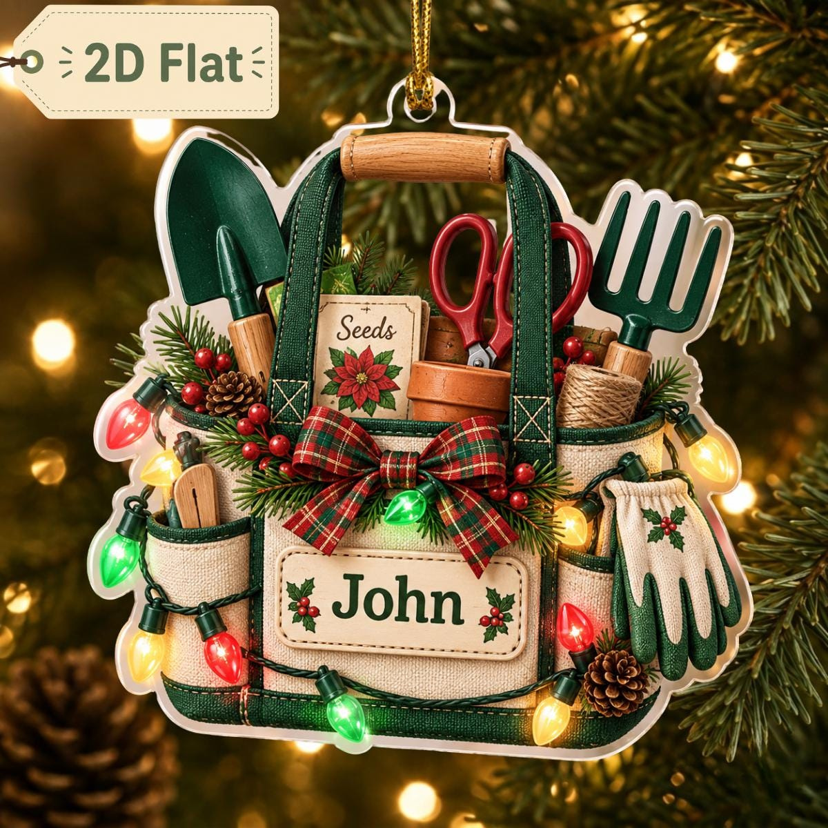 Custom Name Gardening Lover Christmas Ornament 2026 - 2D Flat Acrylic Wooden Decor - Plant Mom Garden Tool Keepsake Gift 2 - MeasureMason Custom Name Gardening Lover Christmas Ornament 2026 - 2D Flat Acrylic Wooden Decor - Plant Mom Garden Tool Keepsake Gift 2