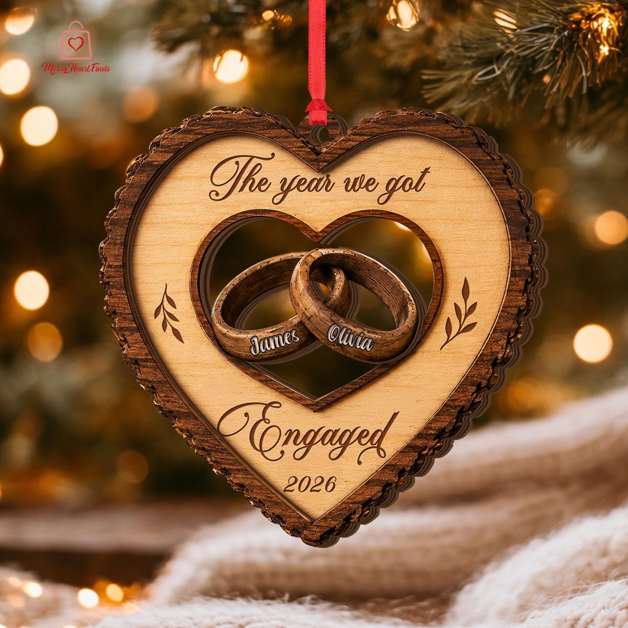 Personalized Wooden Engagement Ornament – Custom Couple Keepsake for Christmas Tree Display Personalized Wooden Engagement Ornament – Custom Couple Keepsake for Christmas Tree Display