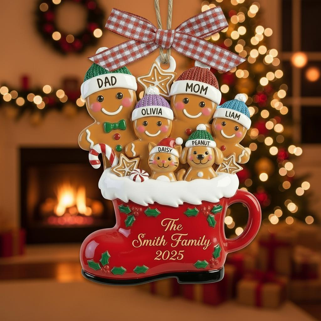 Custom 2D Acrylic Family Name Christmas Ornament - Personalized Holiday Tree Decoration Keepsake 2 - MeasureMason Custom 2D Acrylic Family Name Christmas Ornament - Personalized Holiday Tree Decoration Keepsake 2