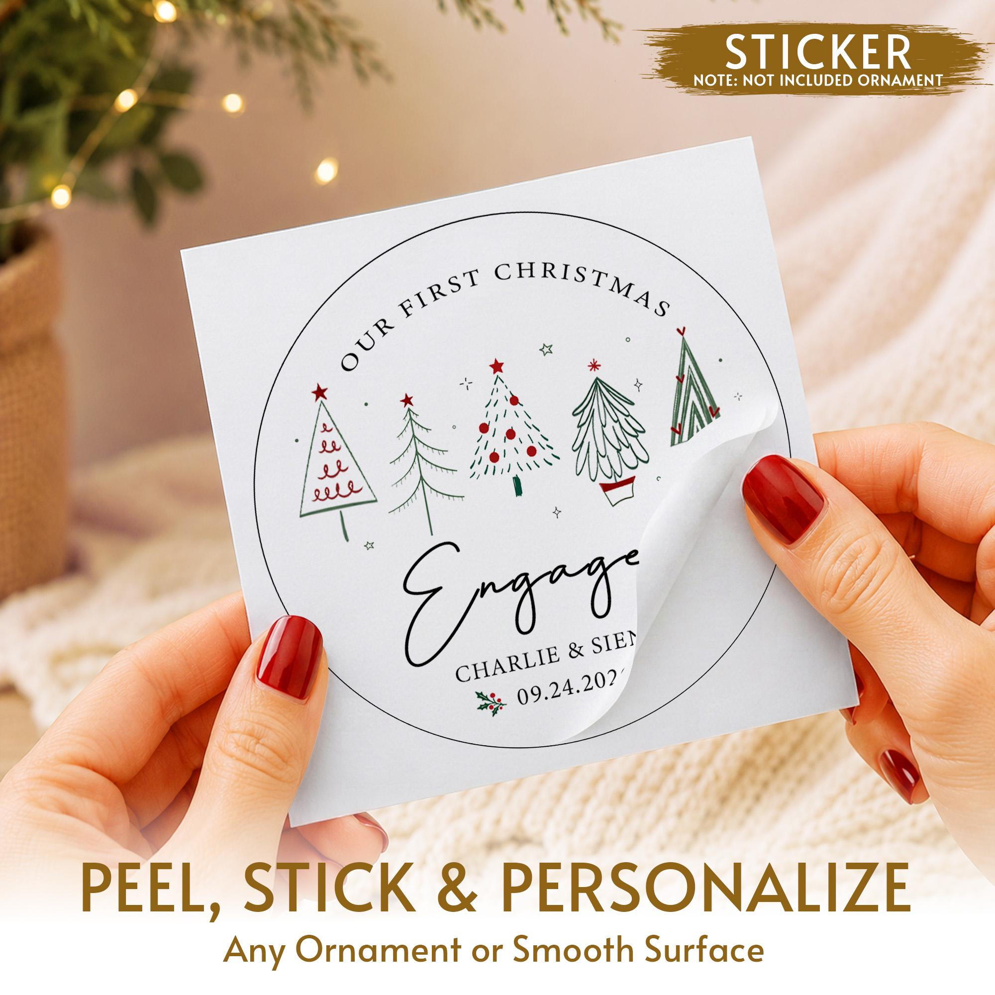 Personalized Our First Christmas Engaged Keepsake Circle Ceramic Ornament 3 - MeasureMason Personalized Our First Christmas Engaged Keepsake Circle Ceramic Ornament 3