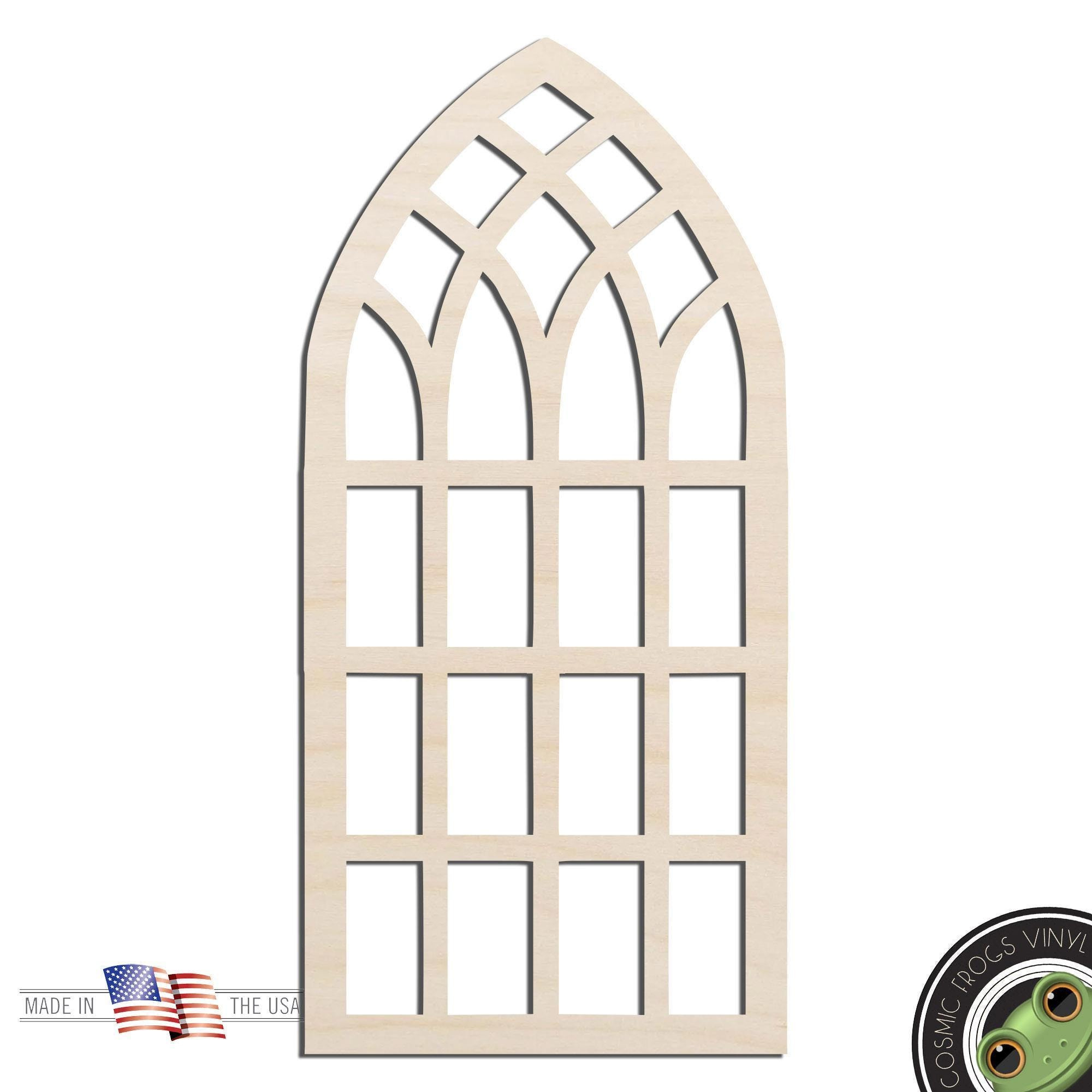 Laser-Cut Gothic Cathedral Window Wood Shape – Unfinished DIY Craft Blank in Baltic Birch or MDF Laser-Cut Gothic Cathedral Window Wood Shape – Unfinished DIY Craft Blank in Baltic Birch or MDF