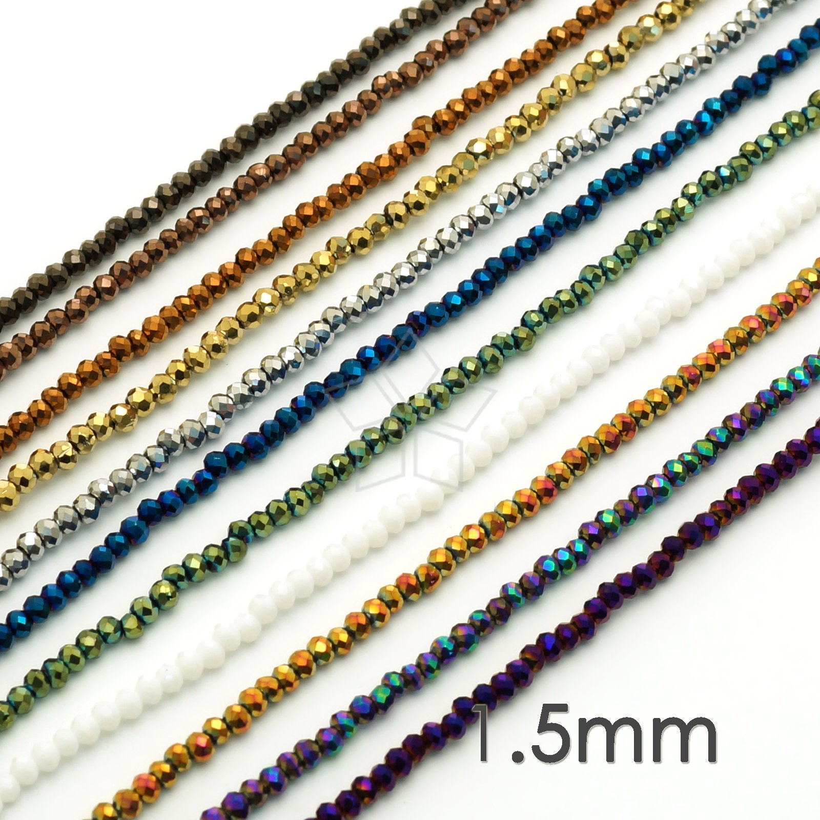 Crystal Rondelle Beads 1.5mm Micro Faceted Strand for Jewelry Making & DIY Crafts Crystal Rondelle Beads 1.5mm Micro Faceted Strand for Jewelry Making & DIY Crafts