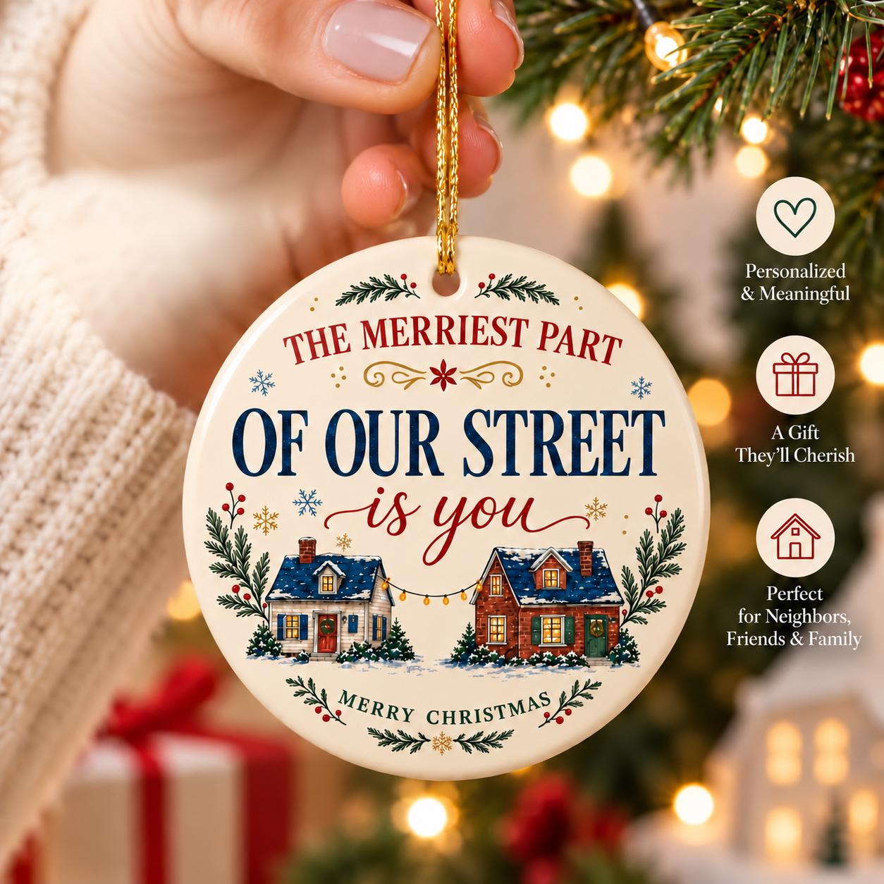 Personalized Family Name Ceramic Christmas Ornament - 2026 Neighbor Keepsake