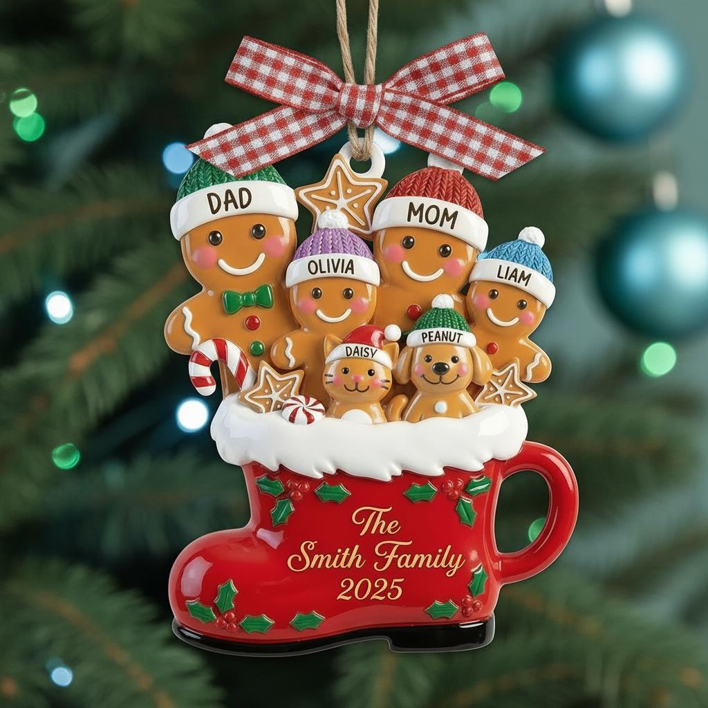 Custom 2D Acrylic Family Name Christmas Ornament - Personalized Holiday Tree Decoration Keepsake