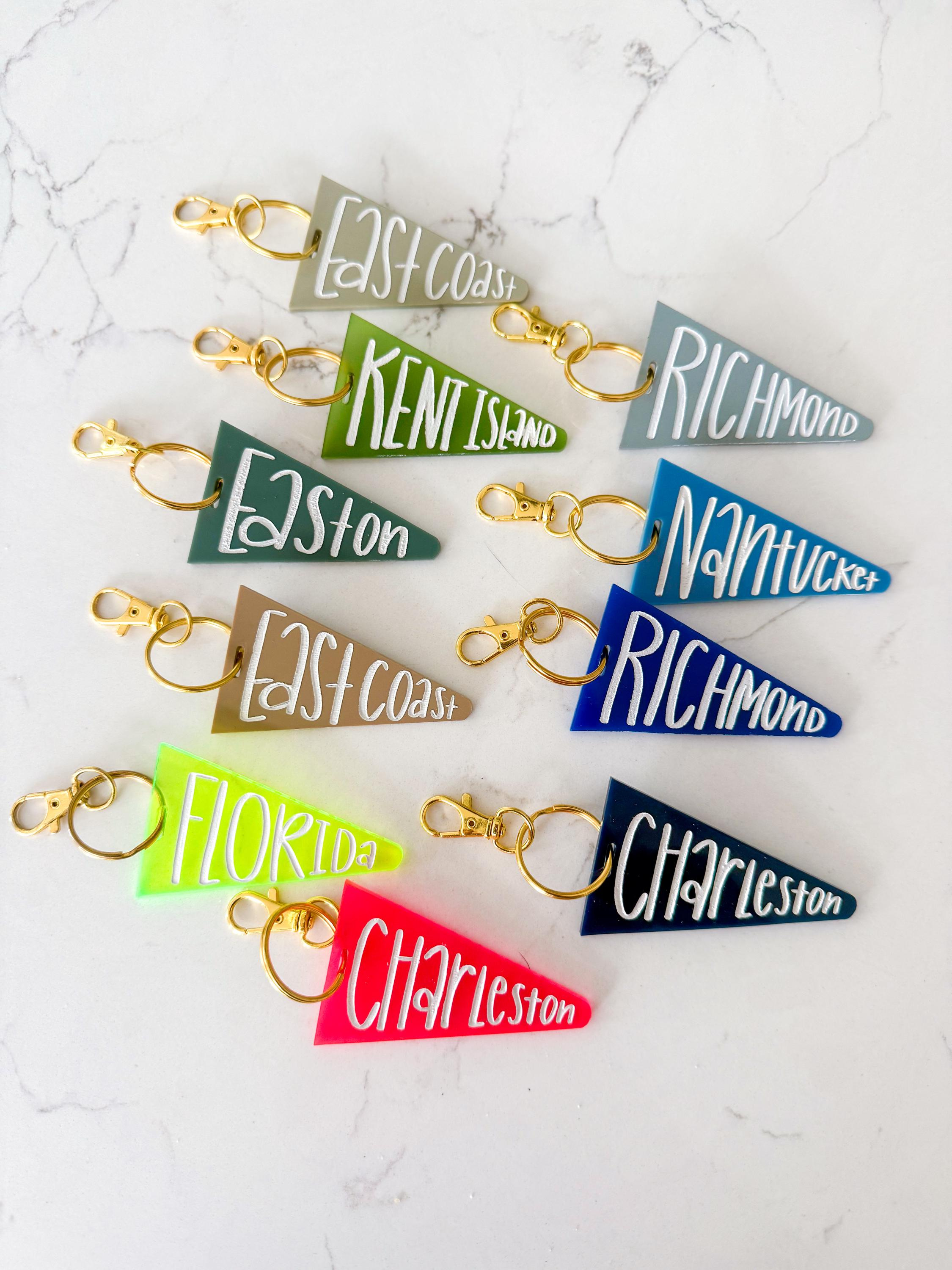 Custom Acrylic Pennant Keychain - East Coast State Keychain - Maryland Eastern Shore Bag Tag Custom Acrylic Pennant Keychain - East Coast State Keychain - Maryland Eastern Shore Bag Tag