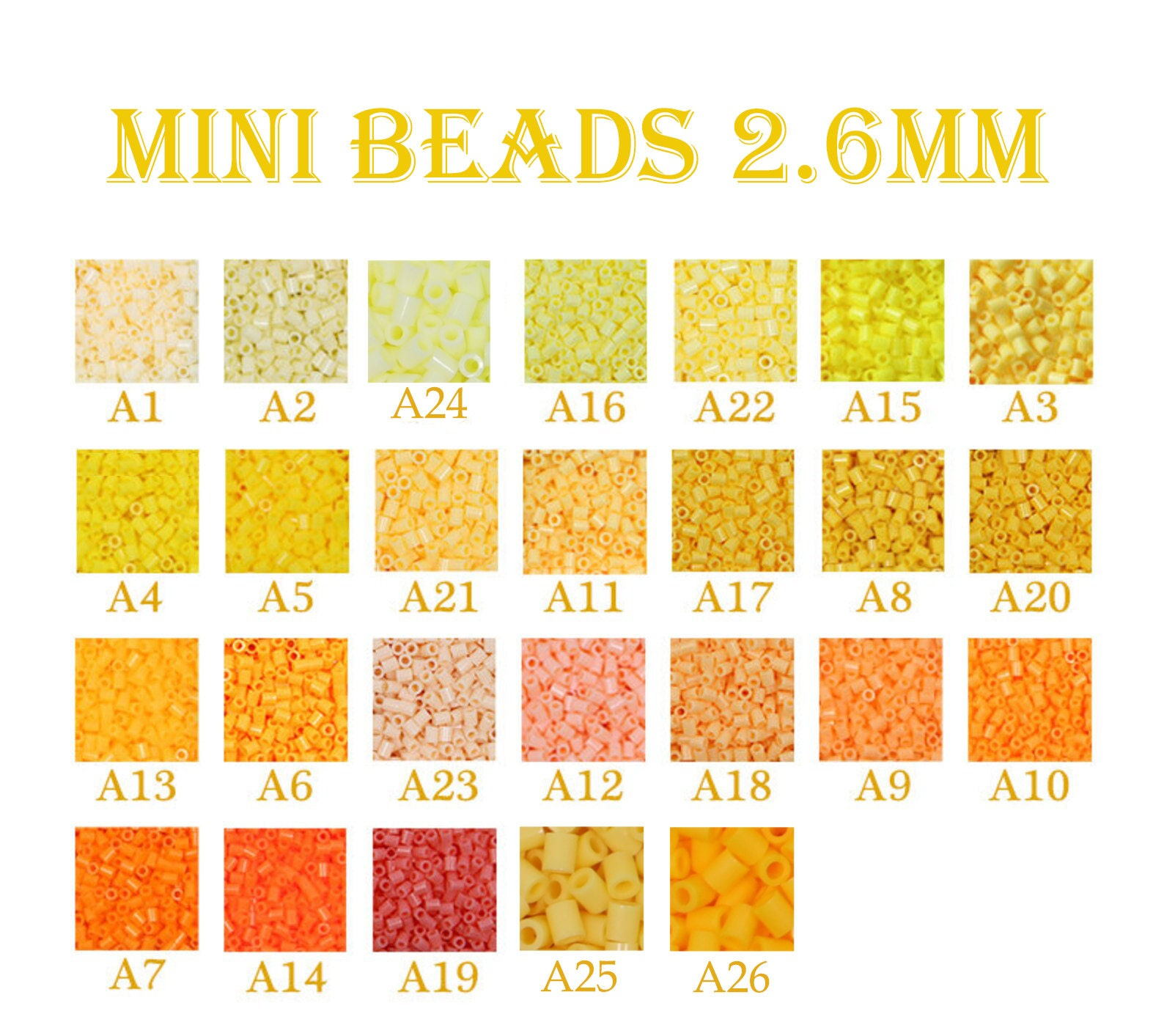 Mini Fuse Beads Bulk Refill - 2.6mm Yellow & Orange Perler Beads for Crafts
