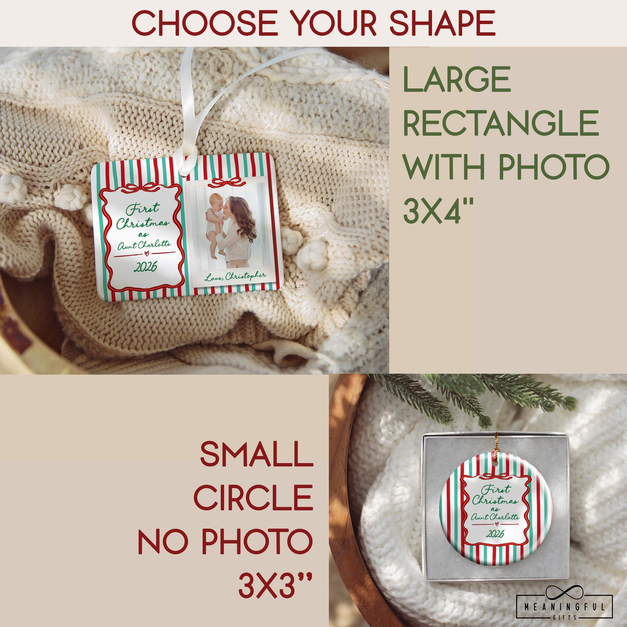 Personalized First Christmas as Aunt Ornament - Custom Name & Year Ceramic Keepsake 2 - MeasureMason Personalized First Christmas as Aunt Ornament - Custom Name & Year Ceramic Keepsake 2