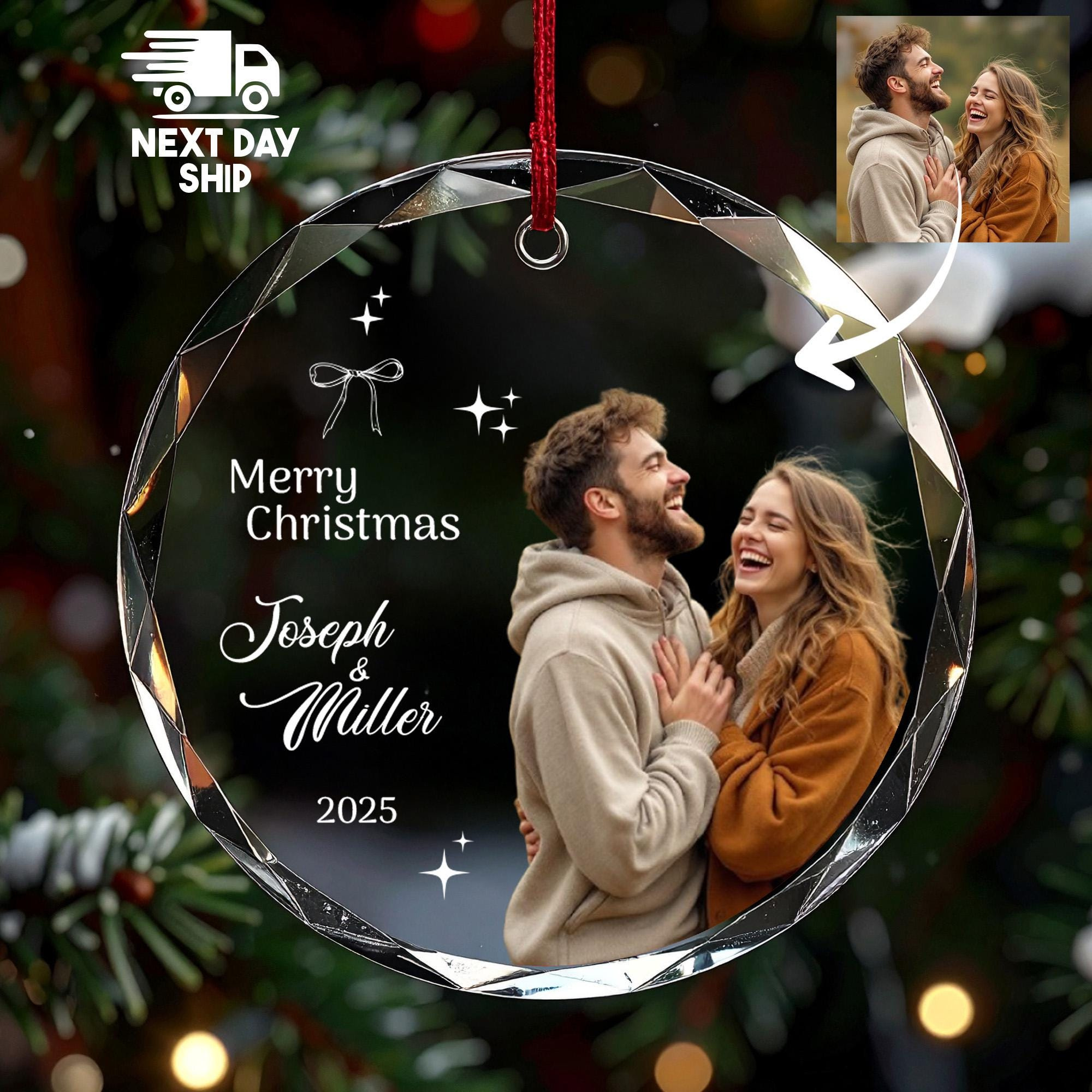 Personalized Couple's Photo Christmas Ornament - Custom Keepsake Gift for Boyfriend & Girlfriend 2026