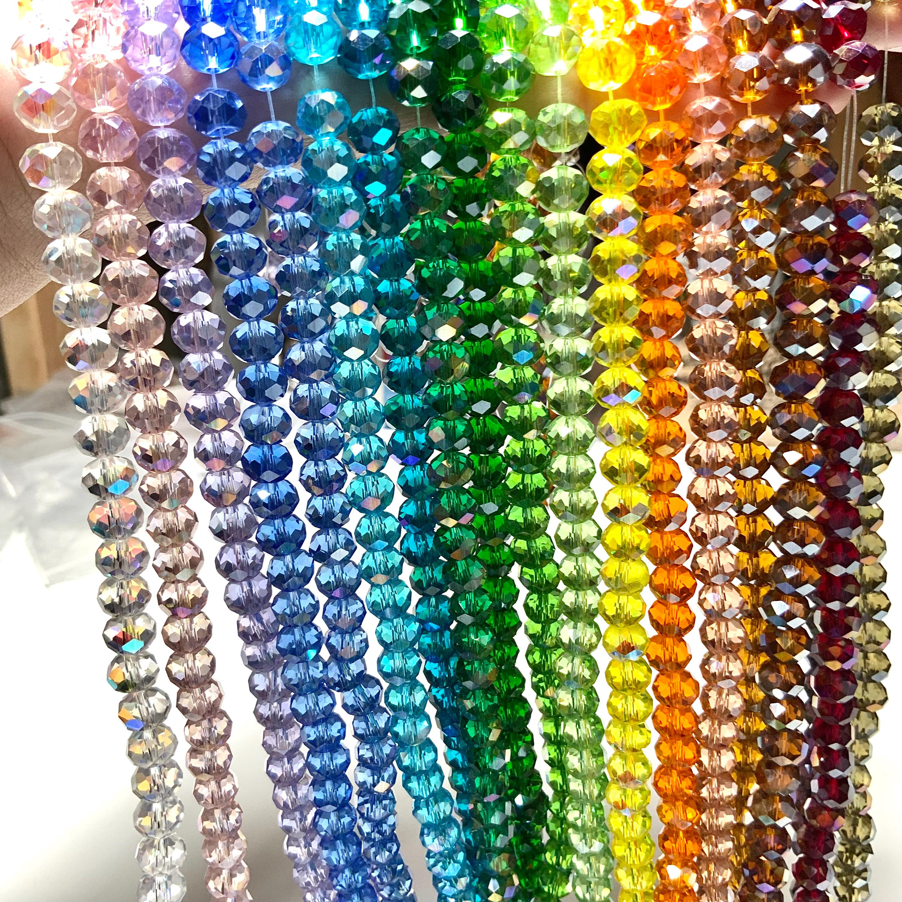 8x6mm Faceted Rondelle Crystal AB Beads Strand - Violet Lilac DIY Jewelry Making Supplies 1 - MeasureMason 8x6mm Faceted Rondelle Crystal AB Beads Strand - Violet Lilac DIY Jewelry Making Supplies 1