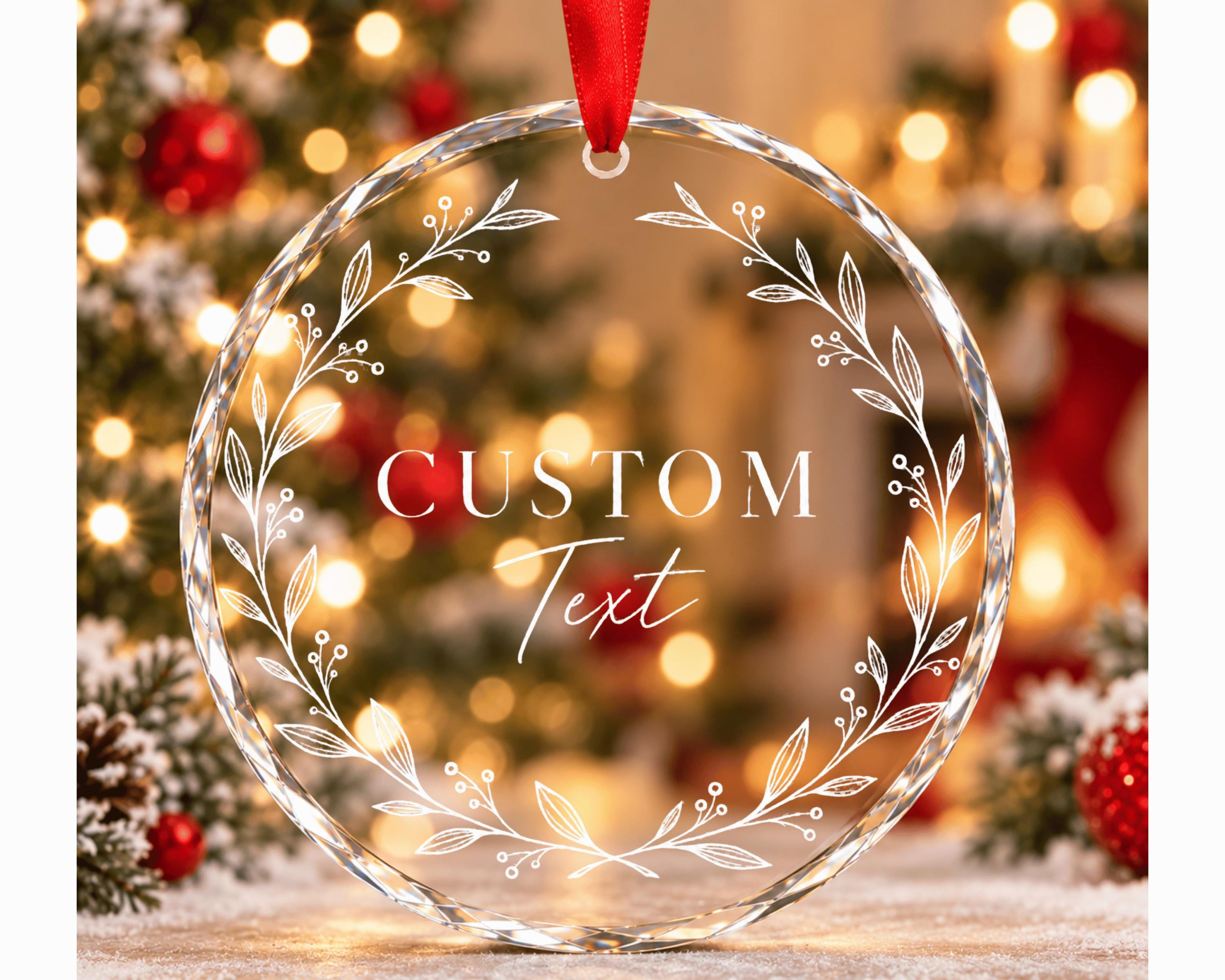 Personalized Crystal Glass Christmas Ornament – UV Printed Custom Text, Name or Quote, 3" Beveled Holiday Keepsake 1 - MeasureMason Personalized Crystal Glass Christmas Ornament – UV Printed Custom Text, Name or Quote, 3" Beveled Holiday Keepsake 1