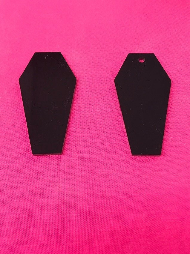 Choice of 25 Colors Acrylic Coffin Blanks - With or Without Holes - DIY Keychain Charms