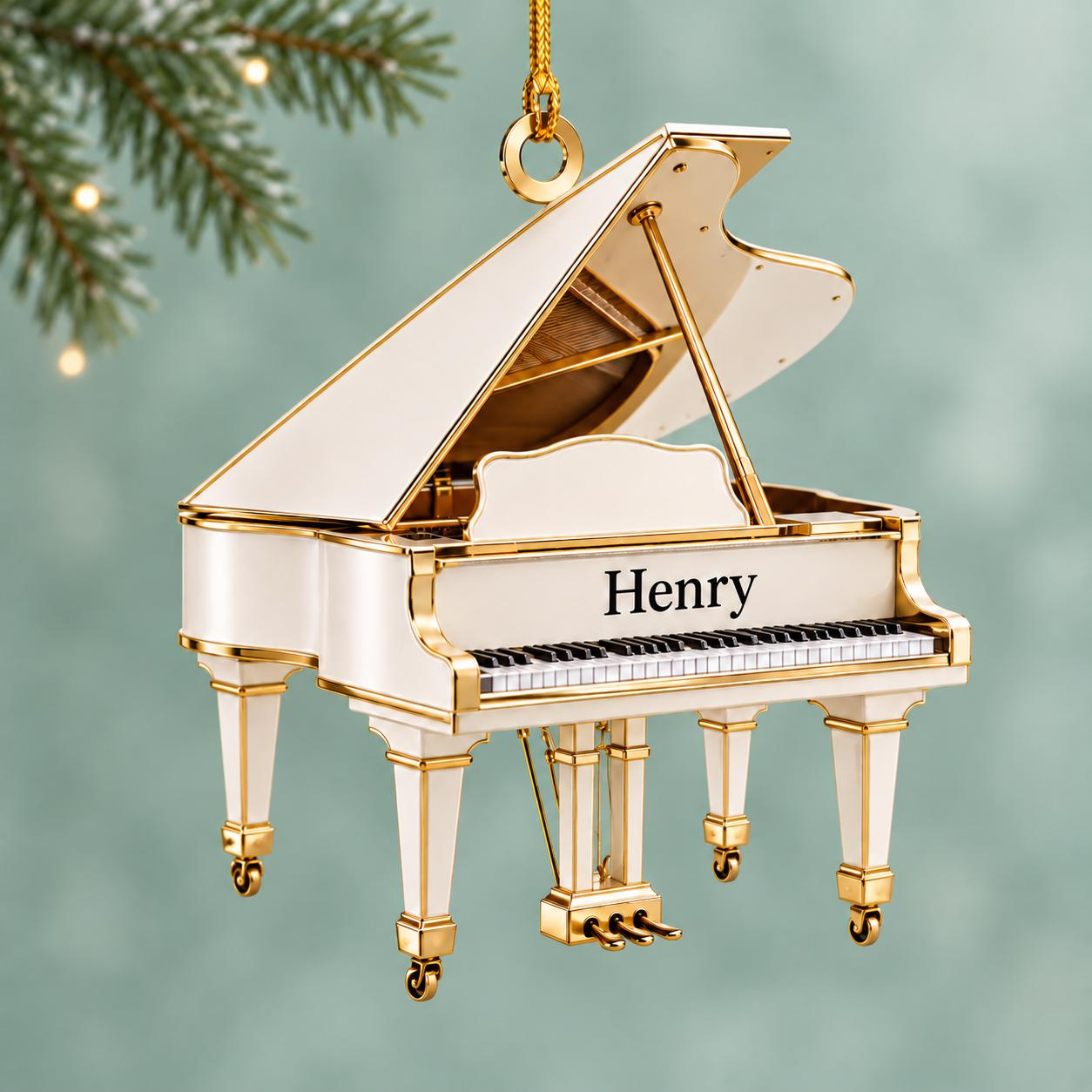 Personalized Piano Christmas Ornament, Custom Music Xmas Keepsake, Pianist Music Lover Gift, Flat 2D Tree Hanging 2 - MeasureMason Personalized Piano Christmas Ornament, Custom Music Xmas Keepsake, Pianist Music Lover Gift, Flat 2D Tree Hanging 2