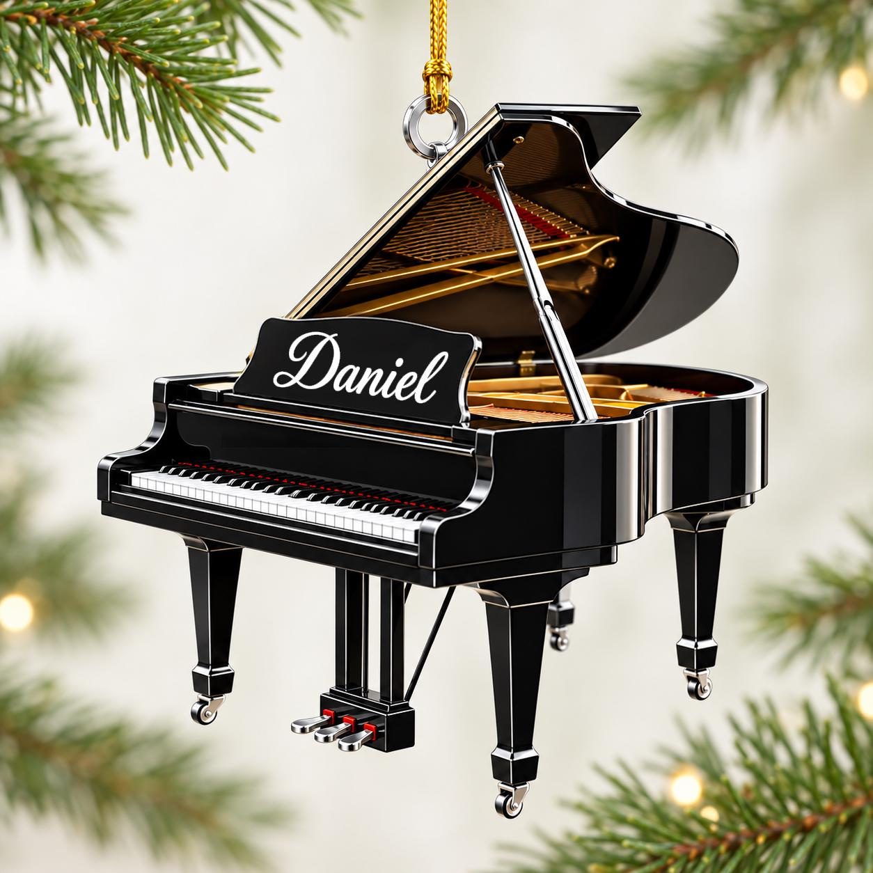 Personalized Piano Christmas Ornament, Custom Music Xmas Keepsake, Pianist Music Lover Gift, Flat 2D Tree Hanging 1 - MeasureMason Personalized Piano Christmas Ornament, Custom Music Xmas Keepsake, Pianist Music Lover Gift, Flat 2D Tree Hanging 1