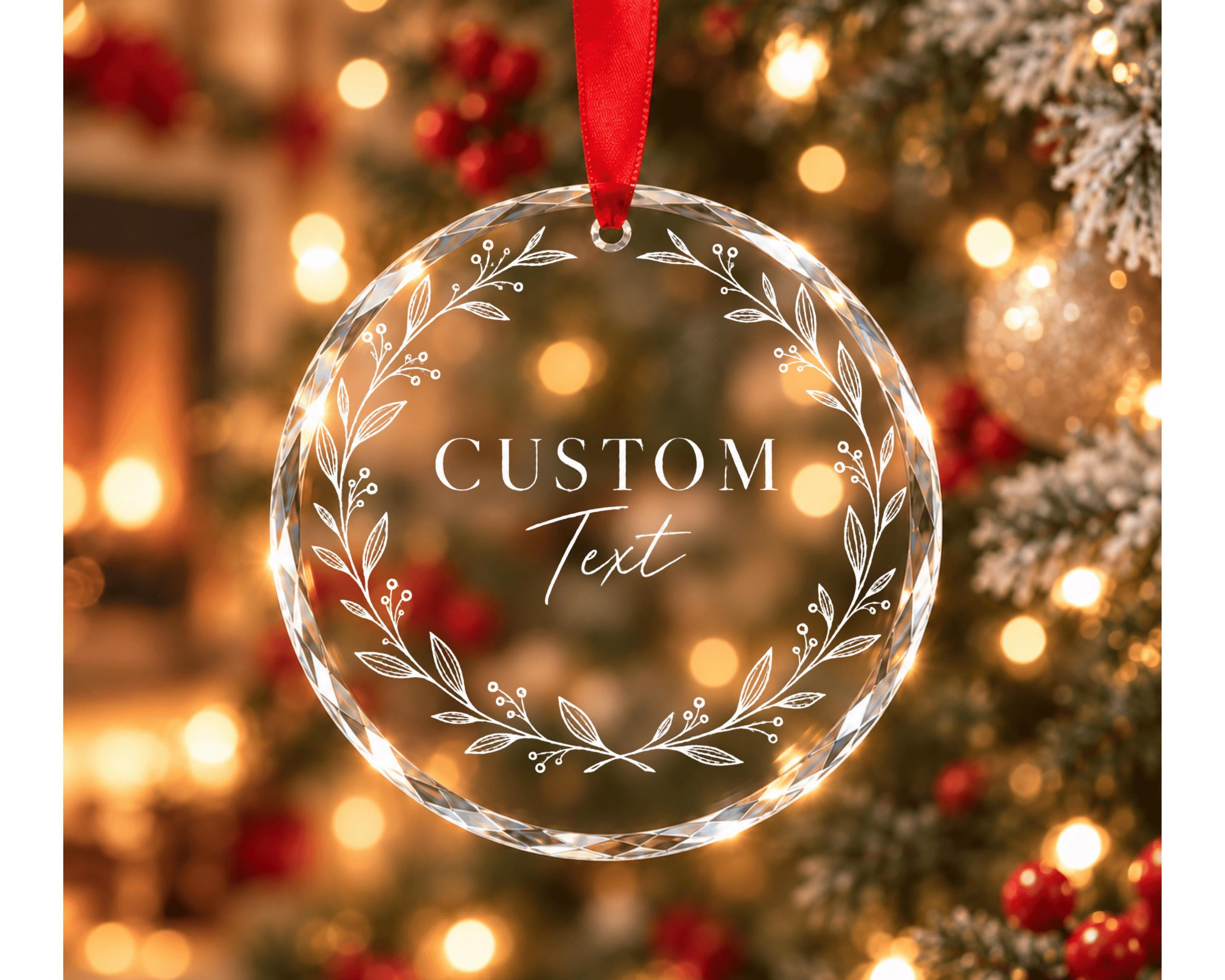 Personalized Crystal Glass Christmas Ornament – UV Printed Custom Text, Name or Quote, 3" Beveled Holiday Keepsake 4 - MeasureMason Personalized Crystal Glass Christmas Ornament – UV Printed Custom Text, Name or Quote, 3" Beveled Holiday Keepsake 4