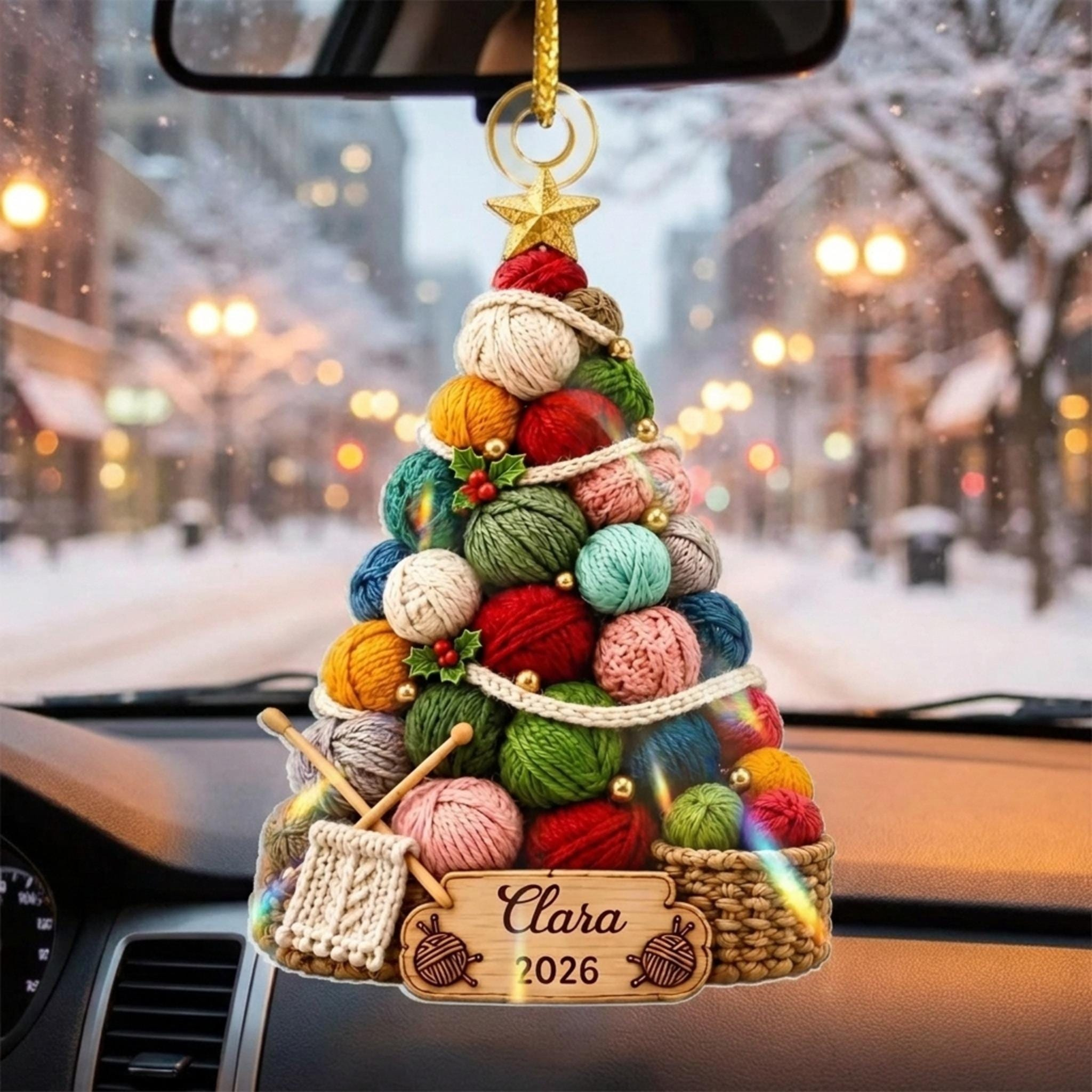 Personalized Knitting Ornament Custom Name 2026 Yarn Tree Christmas Crocheter Knitter Keepsake Acrylic Hanging 1 - MeasureMason Personalized Knitting Ornament Custom Name 2026 Yarn Tree Christmas Crocheter Knitter Keepsake Acrylic Hanging 1