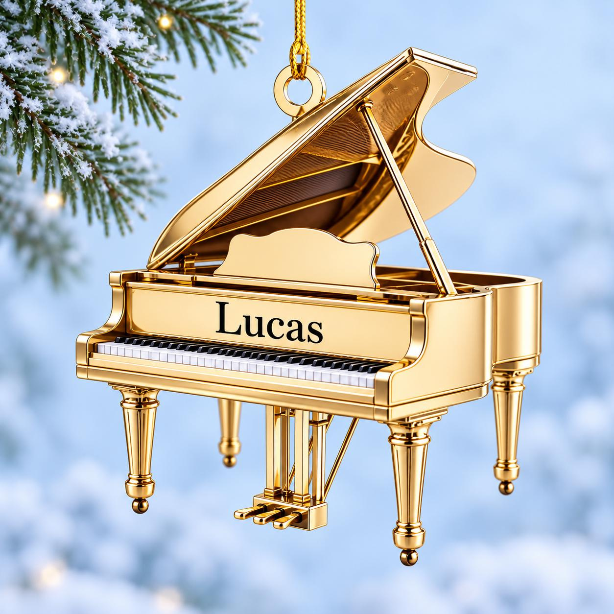 Personalized Piano Christmas Ornament, Custom Music Xmas Keepsake, Pianist Music Lover Gift, Flat 2D Tree Hanging 3 - MeasureMason Personalized Piano Christmas Ornament, Custom Music Xmas Keepsake, Pianist Music Lover Gift, Flat 2D Tree Hanging 3