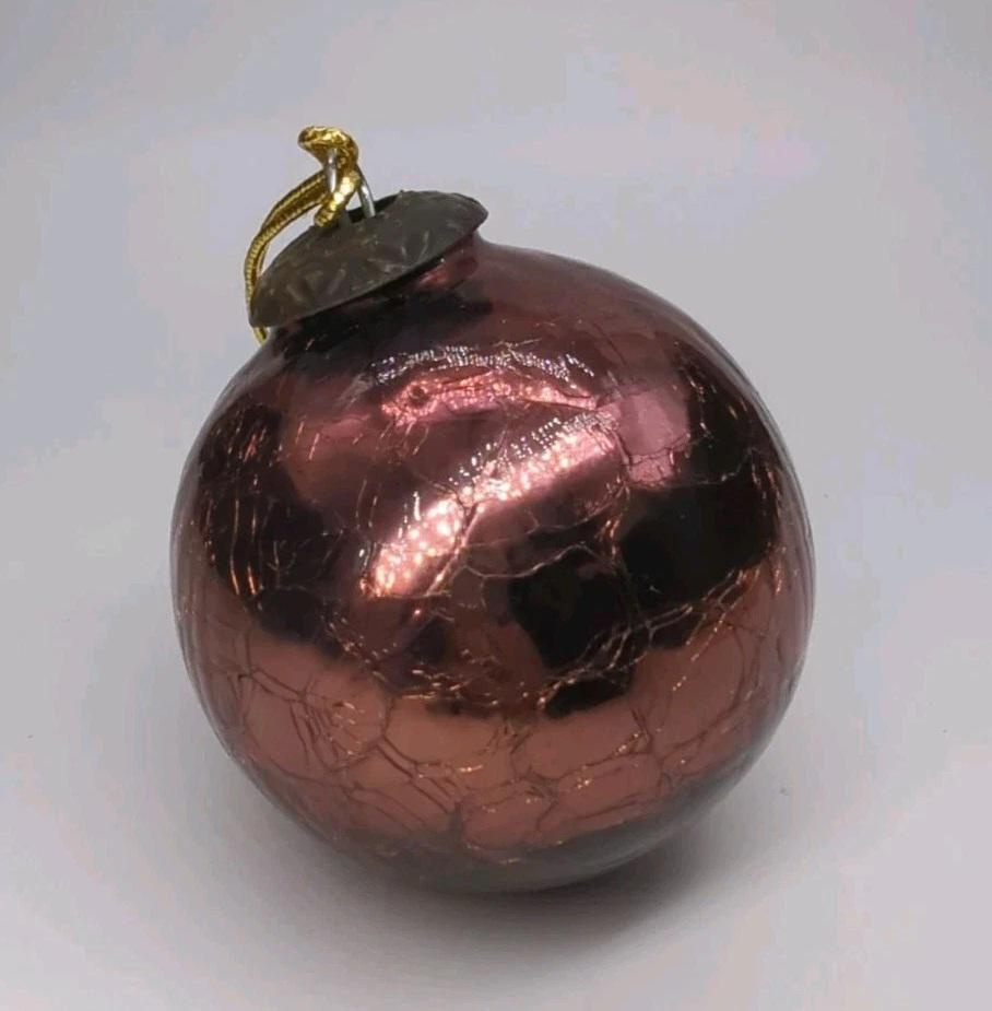 Vintage Crackle Glass Reddish Brown Kugel Style Christmas Ornament Round Heavy 1 - MeasureMason Vintage Crackle Glass Reddish Brown Kugel Style Christmas Ornament Round Heavy 1