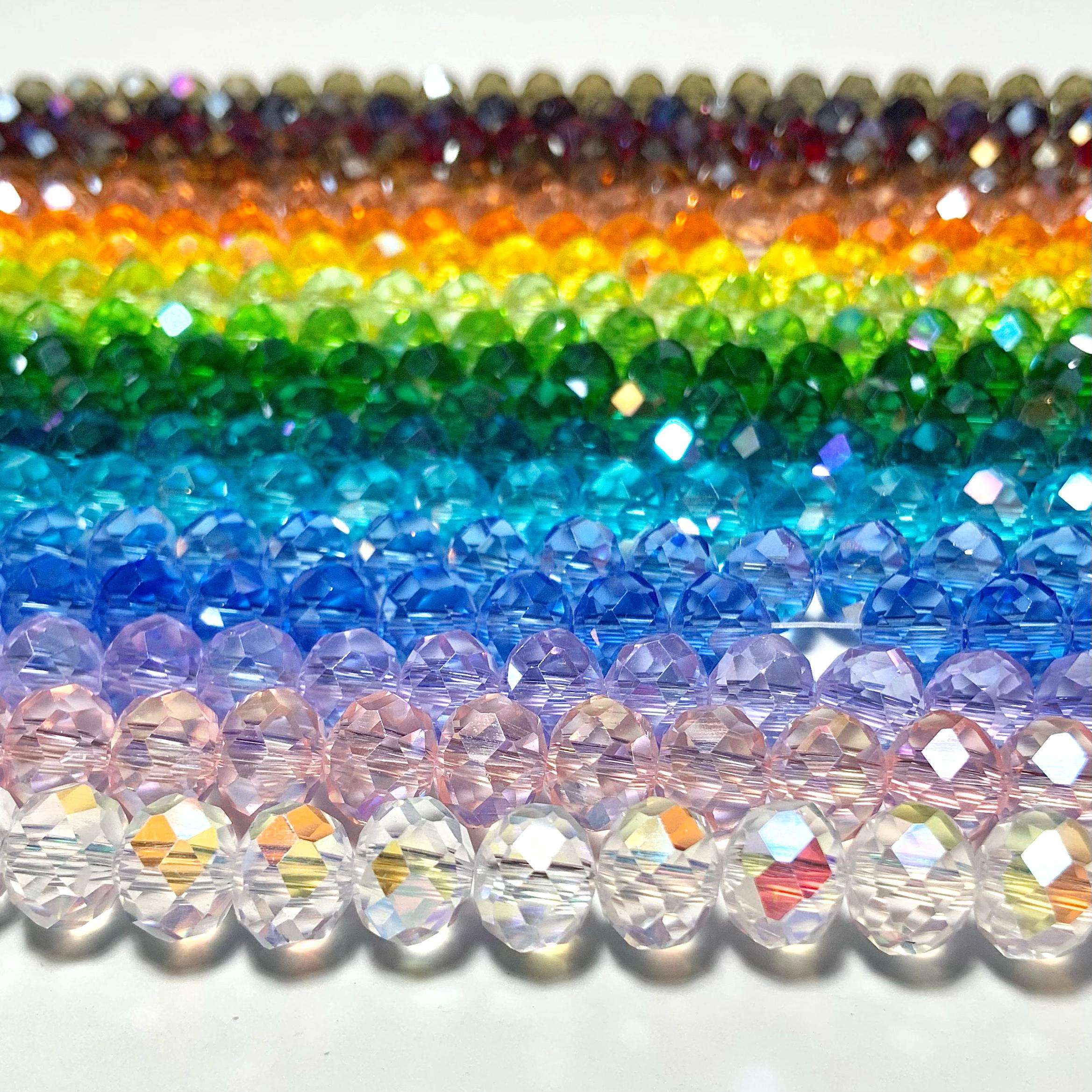 8x6mm Faceted Rondelle Crystal AB Beads Strand - Violet Lilac DIY Jewelry Making Supplies 4 - MeasureMason 8x6mm Faceted Rondelle Crystal AB Beads Strand - Violet Lilac DIY Jewelry Making Supplies 4