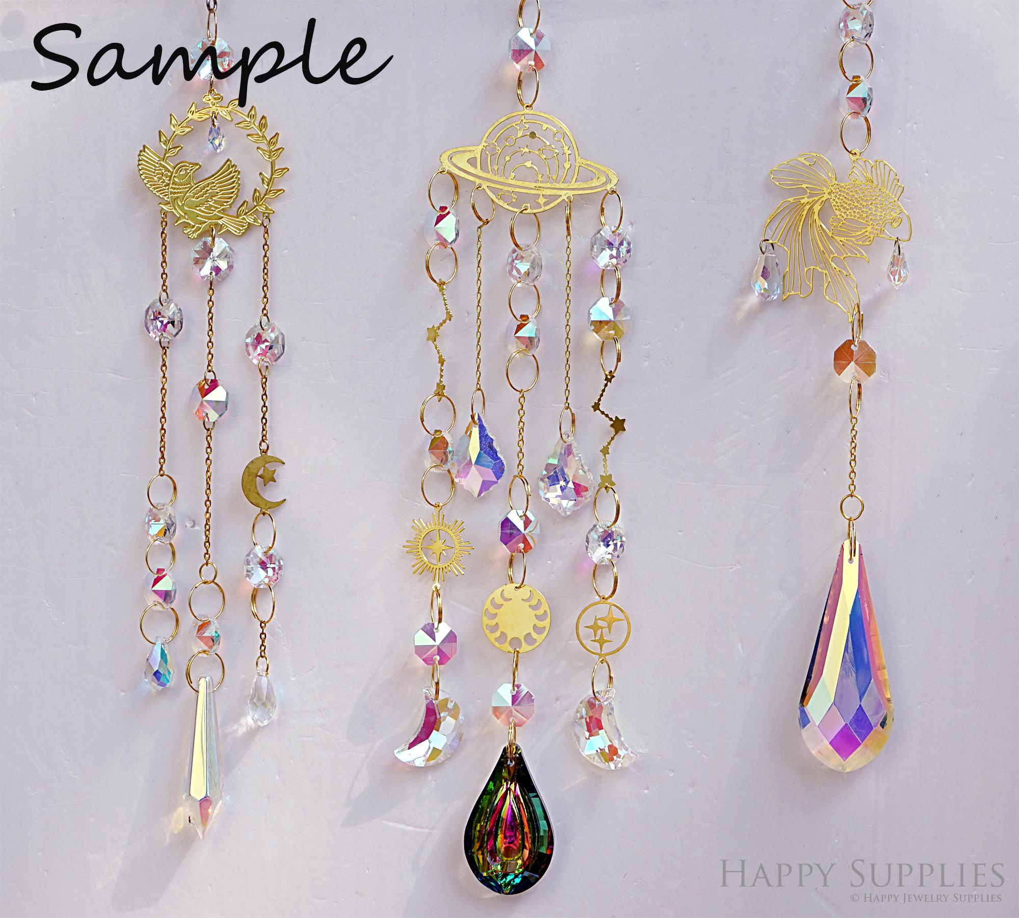 Brass Angel Charm with Rainbow Acrylic Prism - DIY Jewelry Making Supply 3 - MeasureMason Brass Angel Charm with Rainbow Acrylic Prism - DIY Jewelry Making Supply 3