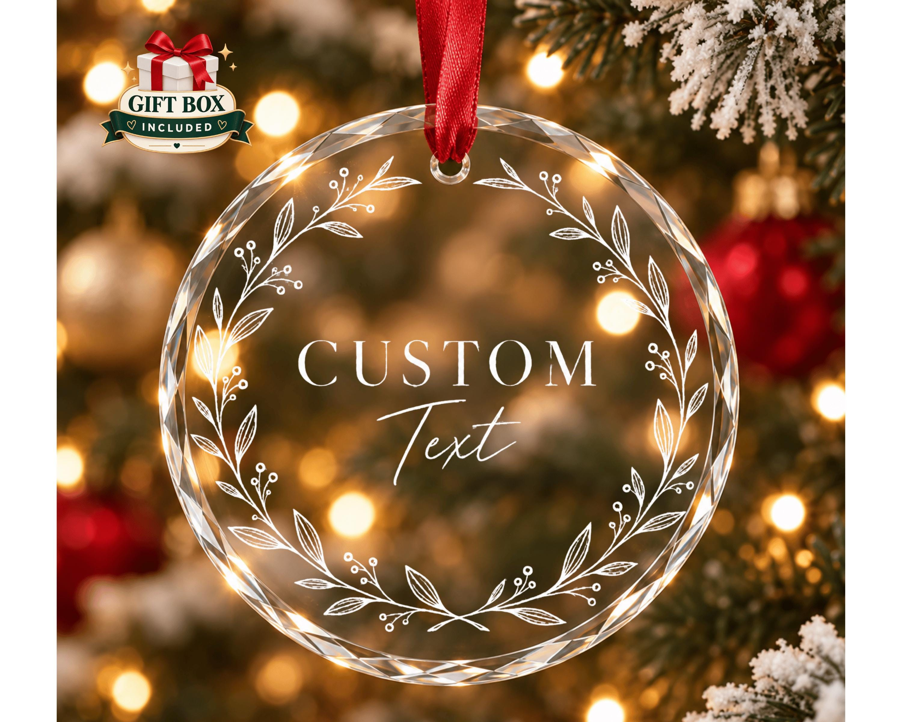 Personalized Crystal Glass Christmas Ornament – UV Printed Custom Text, Name or Quote, 3 Personalized Crystal Glass Christmas Ornament – UV Printed Custom Text, Name or Quote, 3
