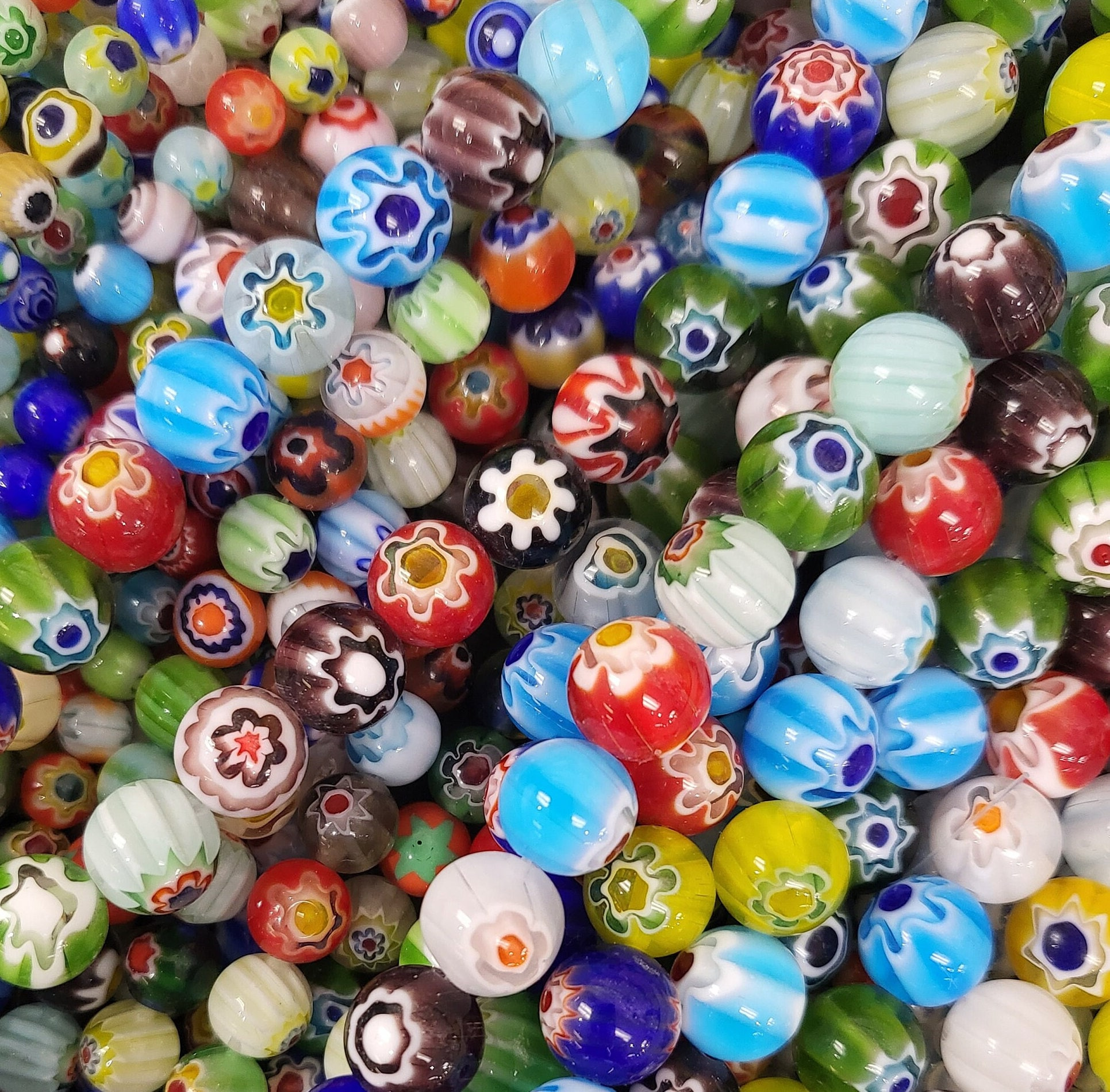 Millefiori Flower Glass Beads - 15