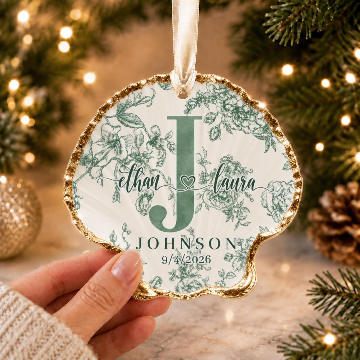 Personalized Beach Seashell Christmas Ornament for Couples – Custom Wedding & Anniversary Keepsake 1 - MeasureMason Personalized Beach Seashell Christmas Ornament for Couples – Custom Wedding & Anniversary Keepsake 1