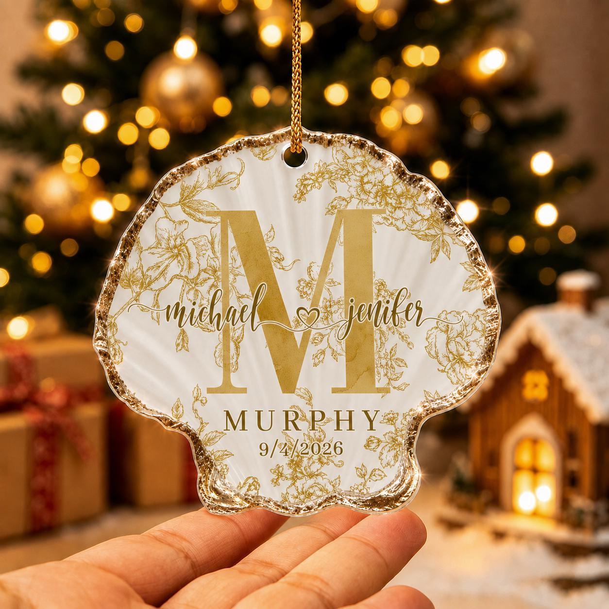 Personalized Beach Seashell Christmas Ornament for Couples – Custom Wedding & Anniversary Keepsake 2 - MeasureMason Personalized Beach Seashell Christmas Ornament for Couples – Custom Wedding & Anniversary Keepsake 2