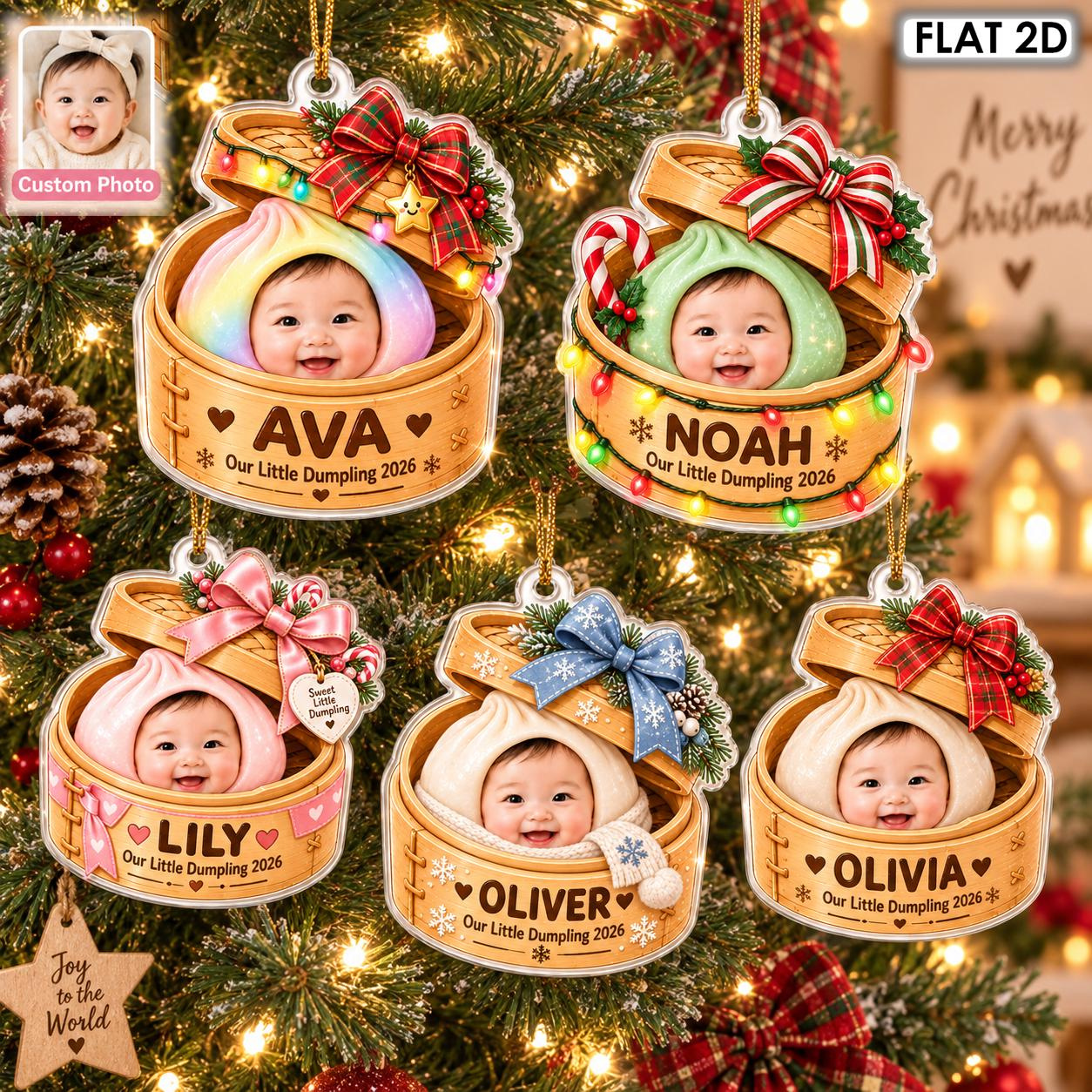 Personalized Baby Photo Acrylic Ornament, Custom Face Kids Christmas Ornament, Our Little Dumpling Keepsake 2026 Personalized Baby Photo Acrylic Ornament, Custom Face Kids Christmas Ornament, Our Little Dumpling Keepsake 2026