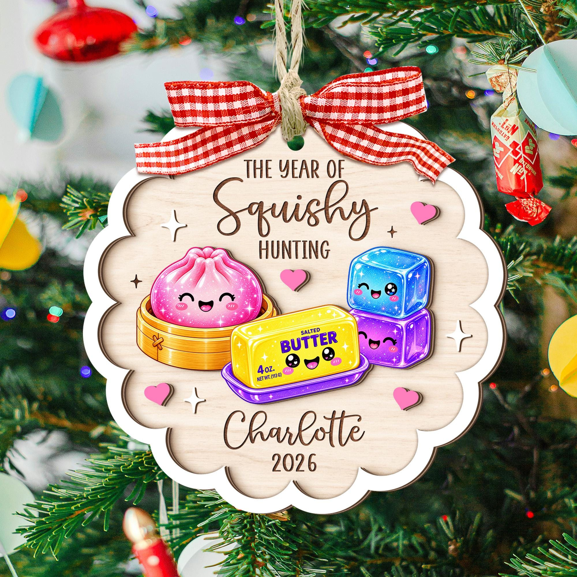 Personalized Christmas Kids Ornament - Custom Fiber Wood Hanging Tree Decoration Personalized Christmas Kids Ornament - Custom Fiber Wood Hanging Tree Decoration