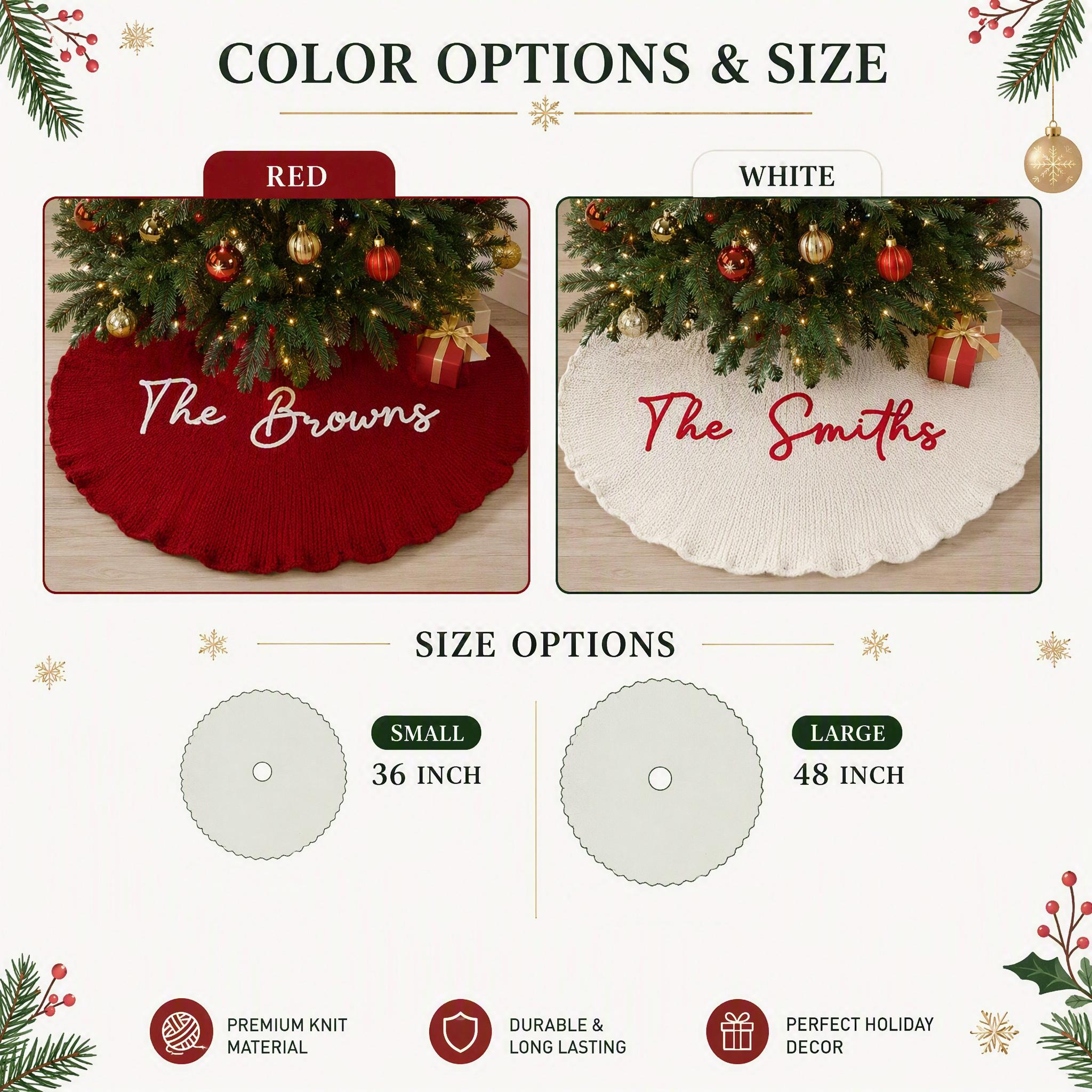 Personalized Christmas Tree Skirt, Custom Family Name, Knitted Christmas Decor, Family Gift 2 - MeasureMason Personalized Christmas Tree Skirt, Custom Family Name, Knitted Christmas Decor, Family Gift 2
