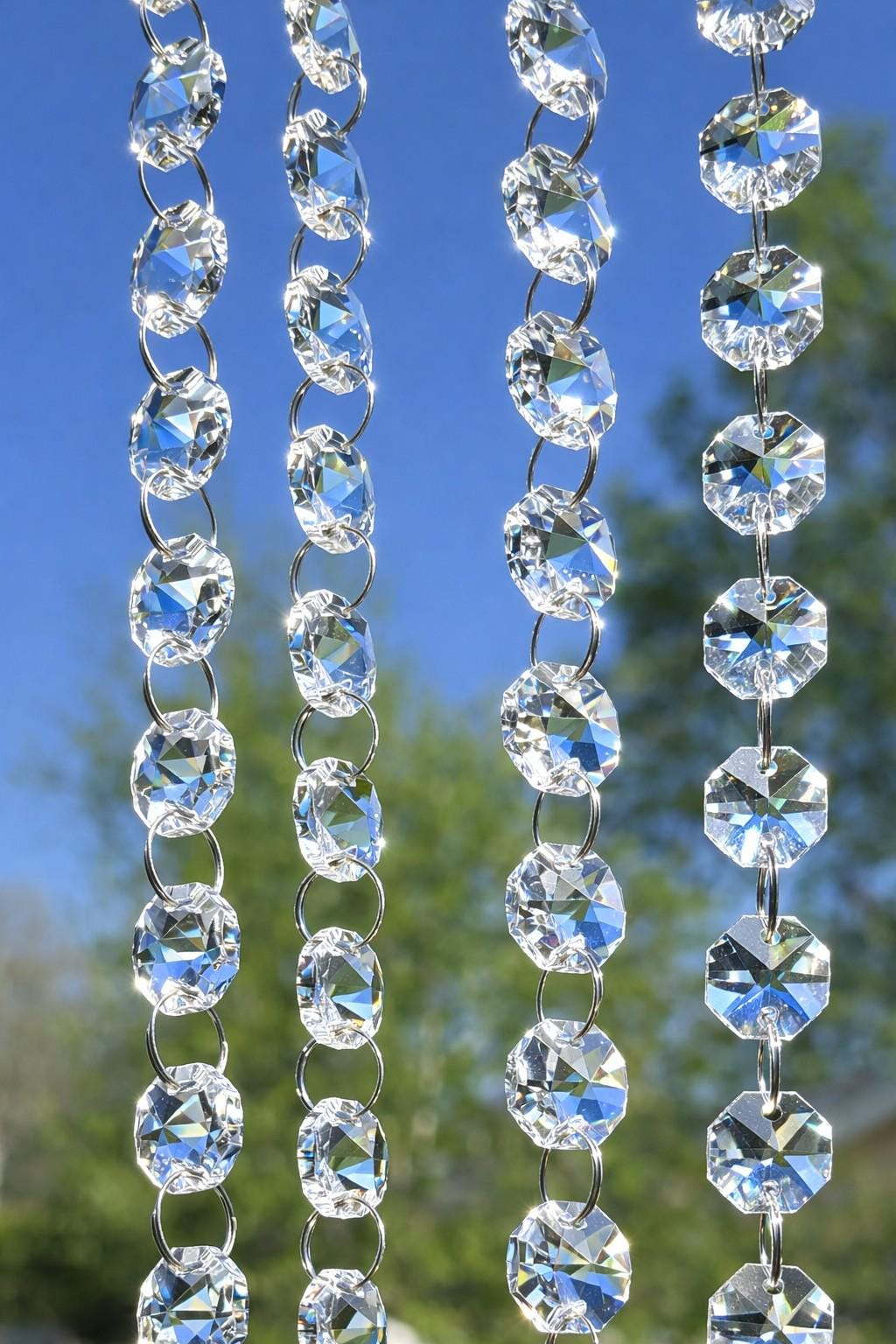 Octagon Crystal Beads Chain 10 Feet - Clear 2-Hole Beads for Suncatchers, Bead Curtain, Wedding & Window Decor Octagon Crystal Beads Chain 10 Feet - Clear 2-Hole Beads for Suncatchers, Bead Curtain, Wedding & Window Decor