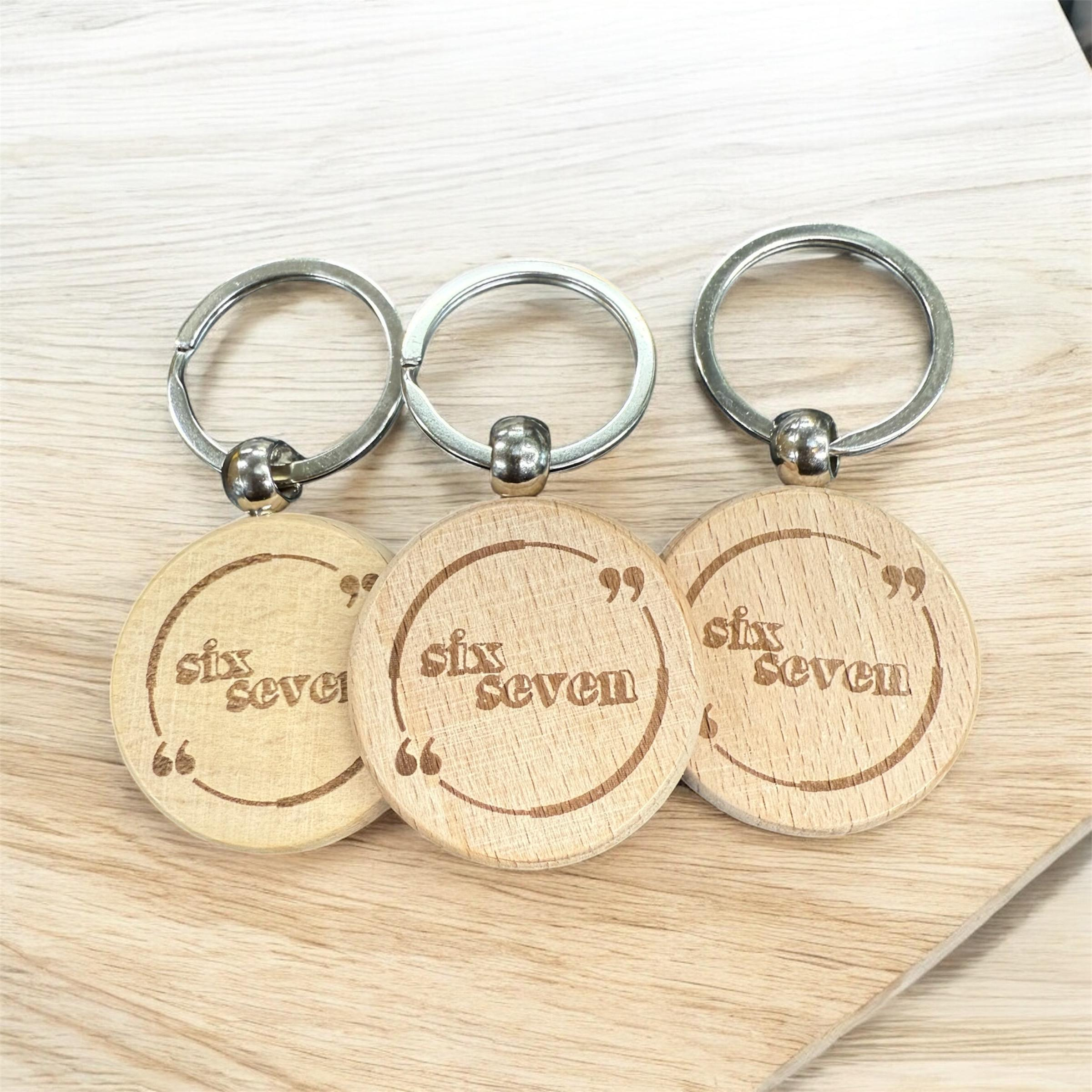 Six Seven Wooden Keychain, Double Sided Round 67 Key Chain 1 - MeasureMason Six Seven Wooden Keychain, Double Sided Round 67 Key Chain 1