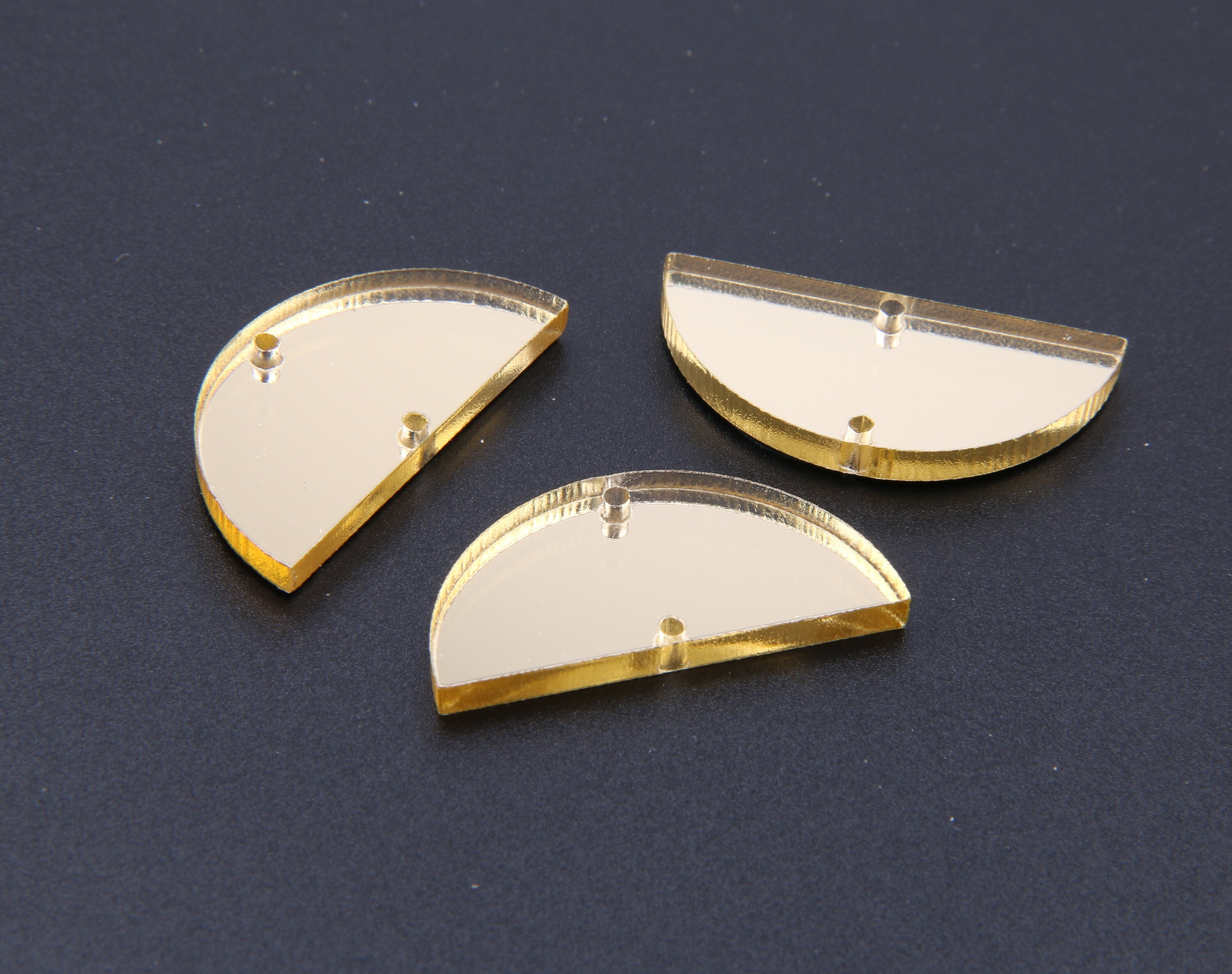 Mirror Acrylic Semi-Circle Earring Connectors, Gold Earring Charms BR0527 2 - MeasureMason Mirror Acrylic Semi-Circle Earring Connectors, Gold Earring Charms BR0527 2