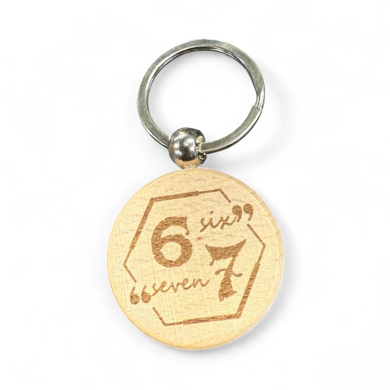 Six Seven Wooden Keychain, Double Sided Round 67 Key Chain 3 - MeasureMason Six Seven Wooden Keychain, Double Sided Round 67 Key Chain 3