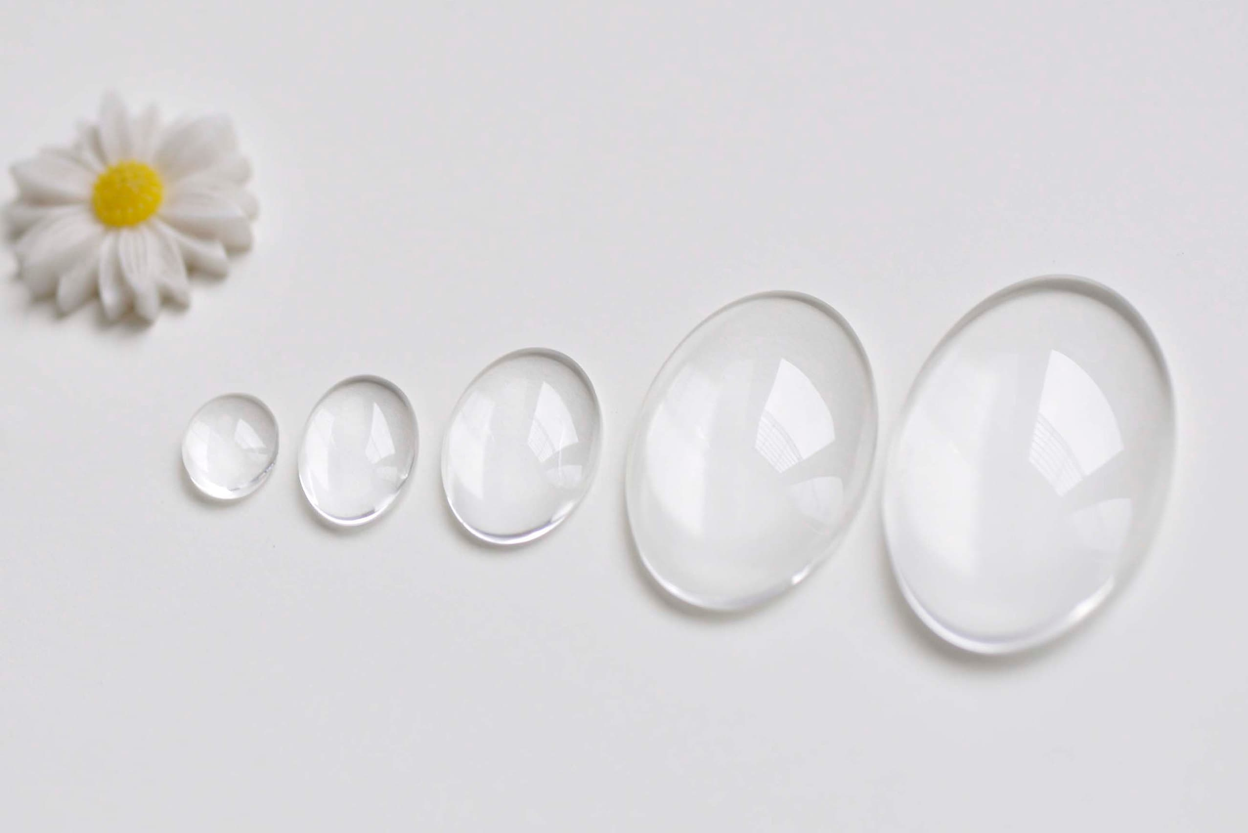 Clear Oval Glass Cabochons Flat Back Cabs for Jewelry Making Clear Oval Glass Cabochons Flat Back Cabs for Jewelry Making