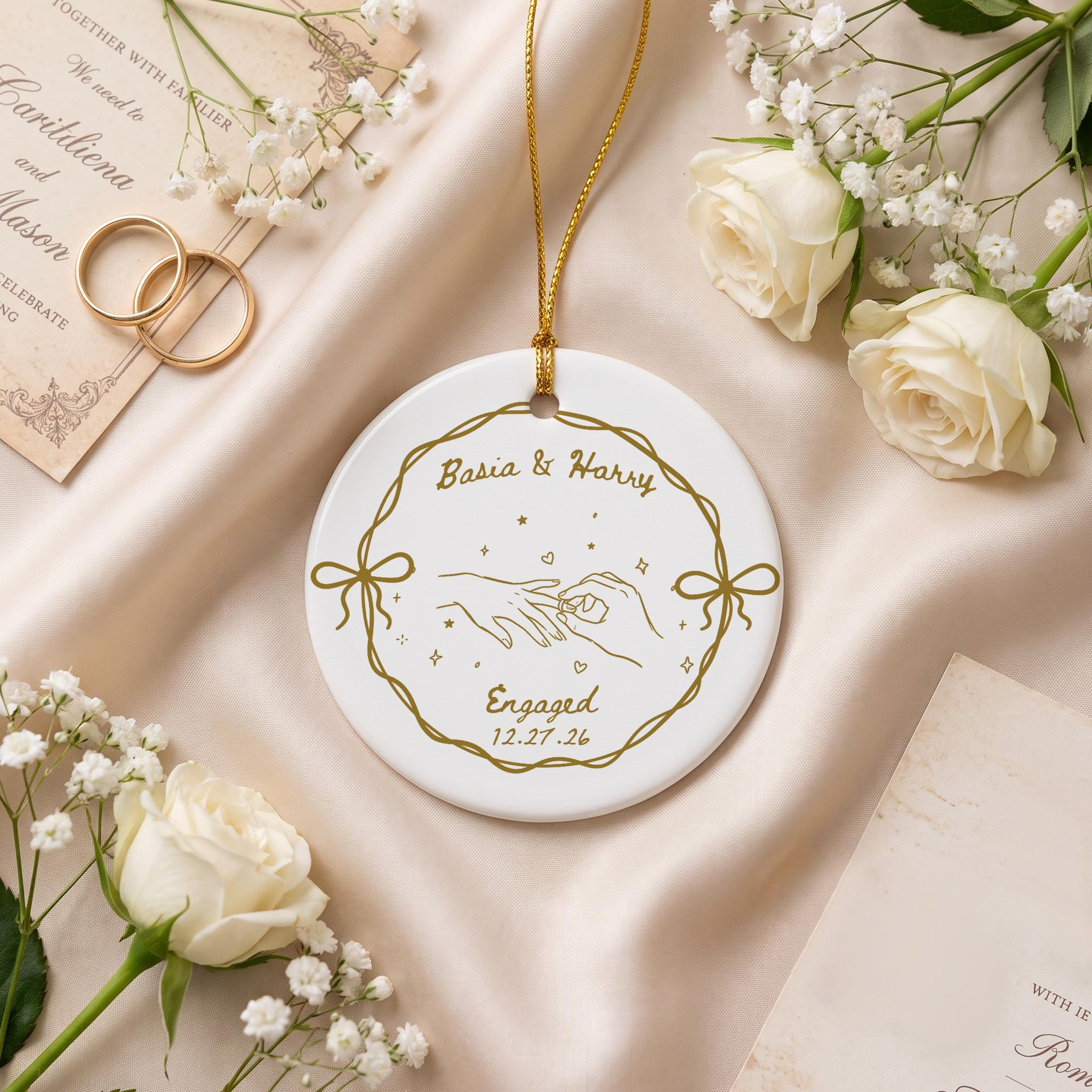 Personalized Engagement Ornament, Custom Couple Keepsake with Names and Date 3 - MeasureMason Personalized Engagement Ornament, Custom Couple Keepsake with Names and Date 3