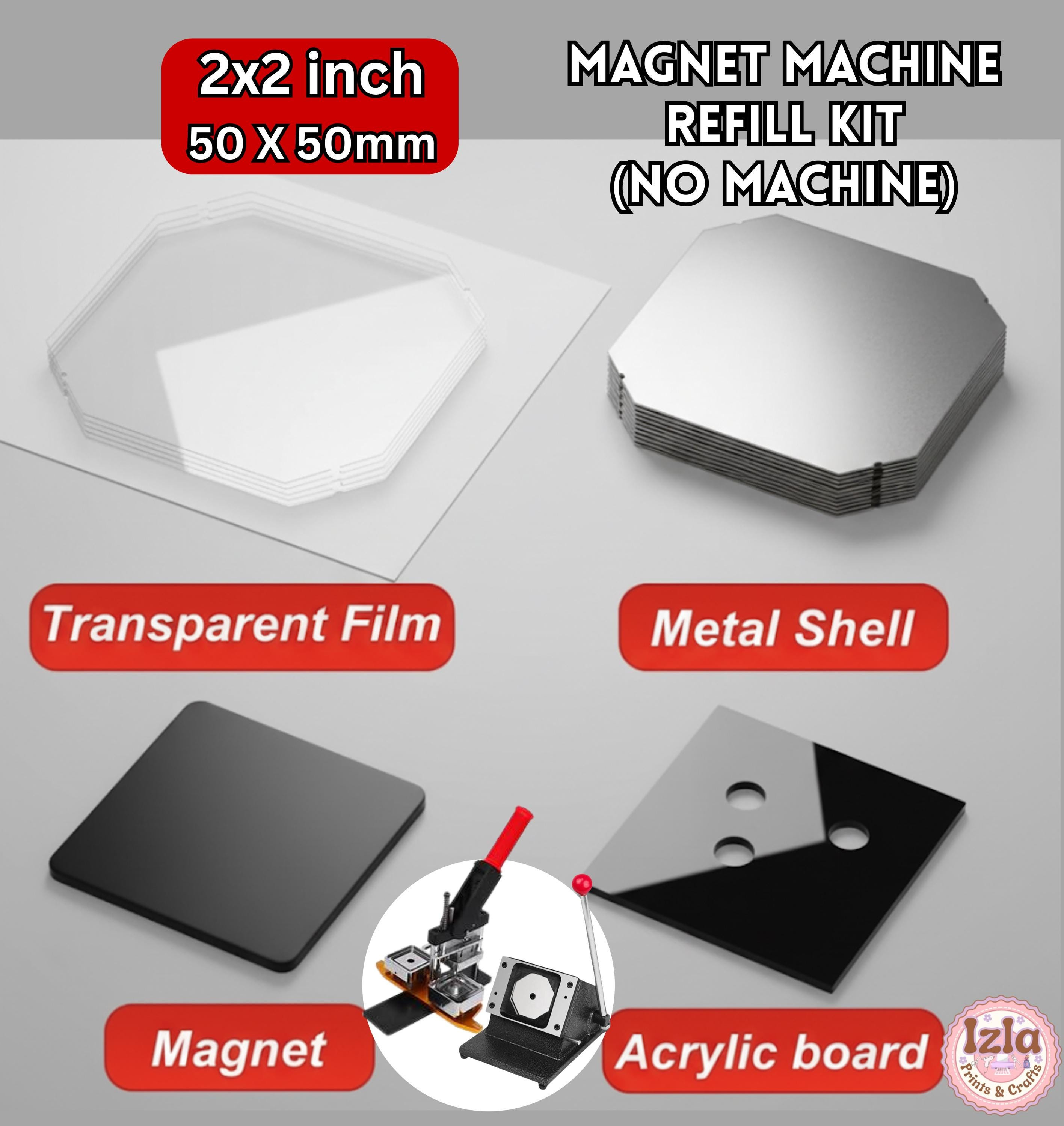 2x2 Inch Square Magnet Refill Kit, DIY Photo Magnet Supplies with Acrylic and Metal Backing 2x2 Inch Square Magnet Refill Kit, DIY Photo Magnet Supplies with Acrylic and Metal Backing